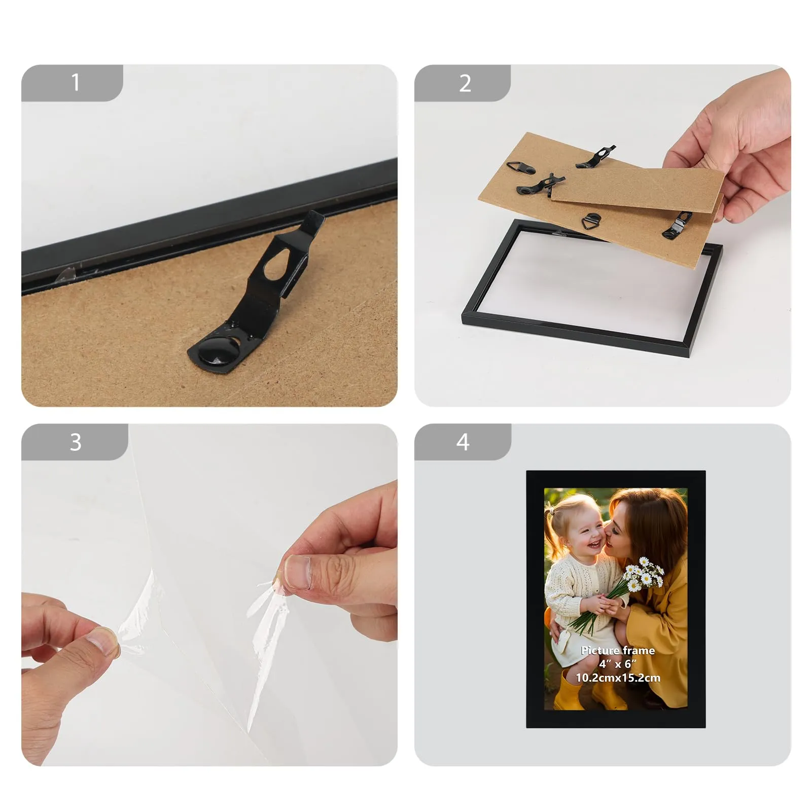Hoikwo Cornice in PVC Nera 10x15, Set di 3 - immagine 3