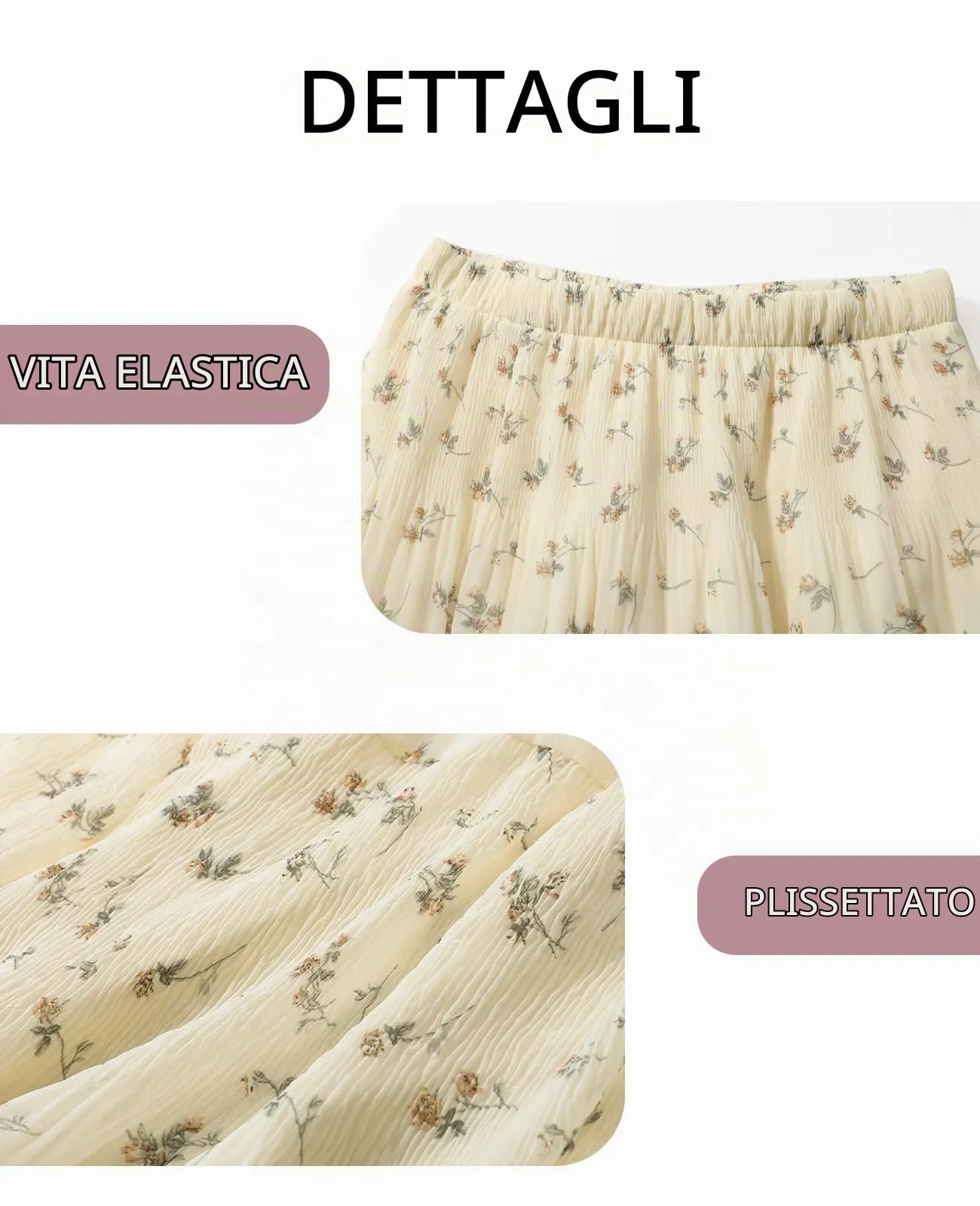 Genfien Gonna Lunga in Chiffon con Fodera da Donna - immagine 5