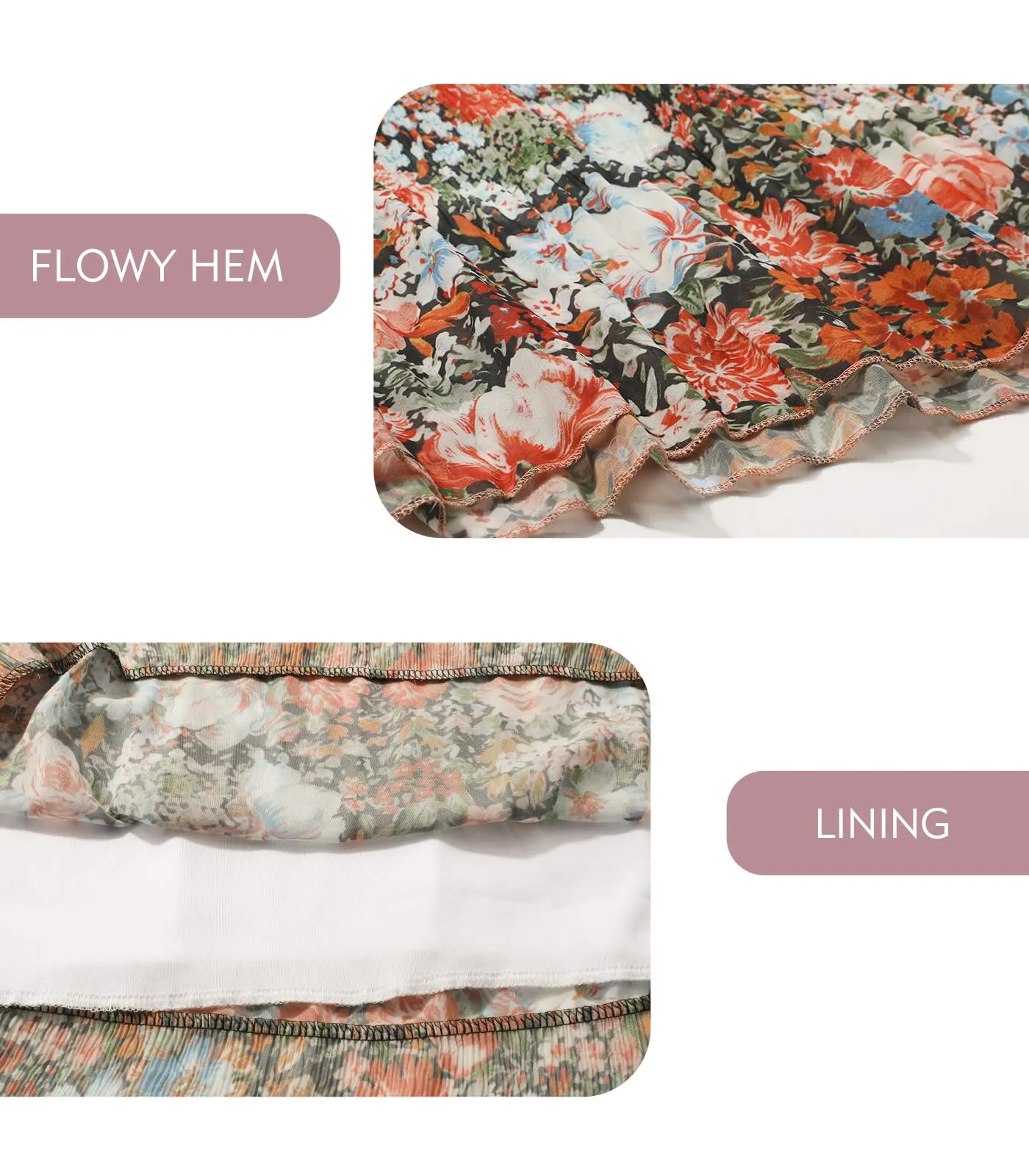 Genfien Gonna Lunga in Chiffon con Fodera da Donna - immagine 6