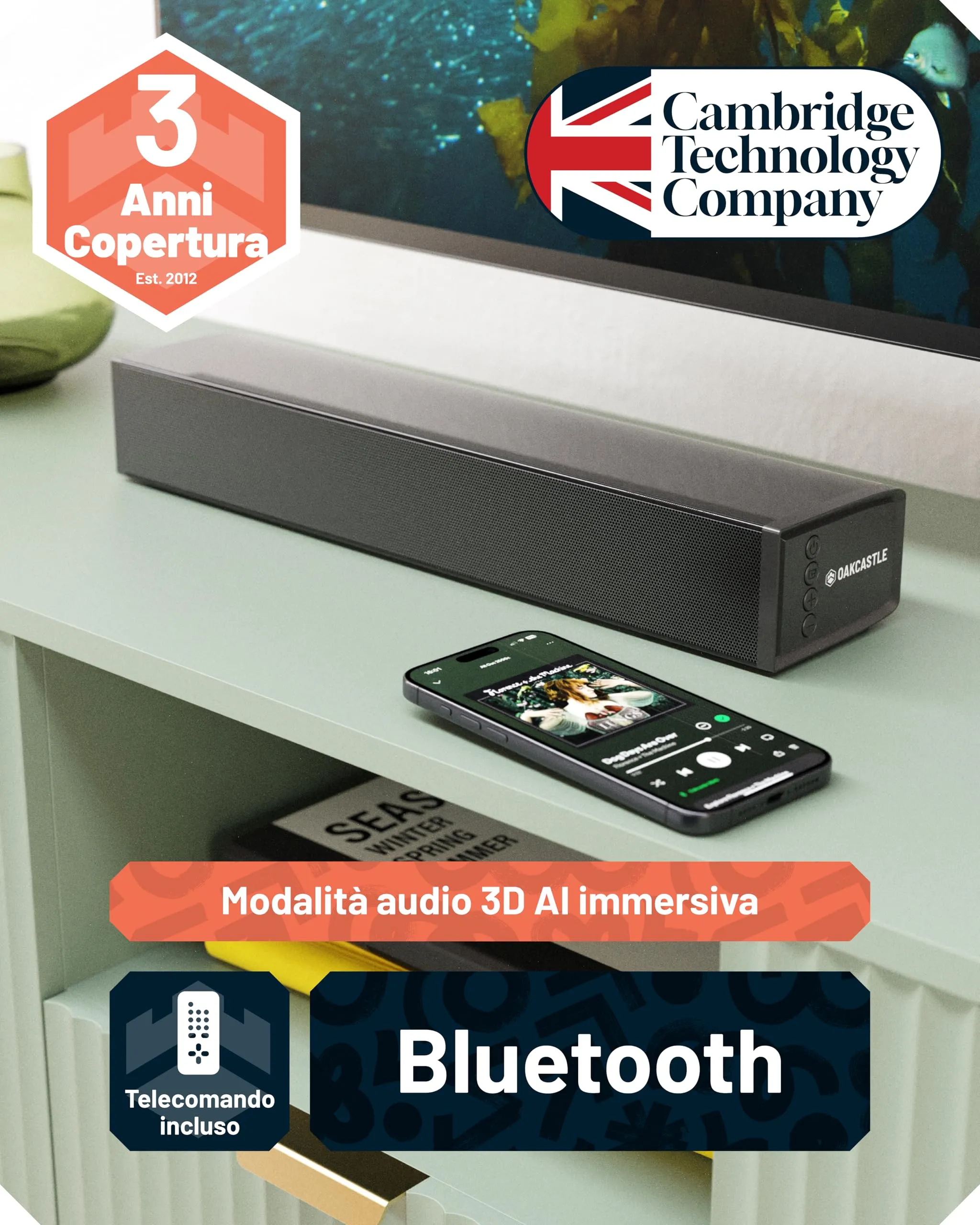 Oakcastle SB40 Bluetooth Soundbar Home Theater 60W - immagine 3