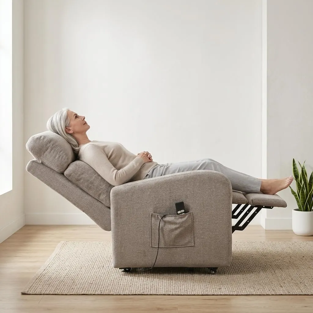 Poltrone Italia Poltrona Relax Elettrica 2 Motori, Elevabile con Ruote, Sfoderabile e Lavabile, Grigio - immagine 2