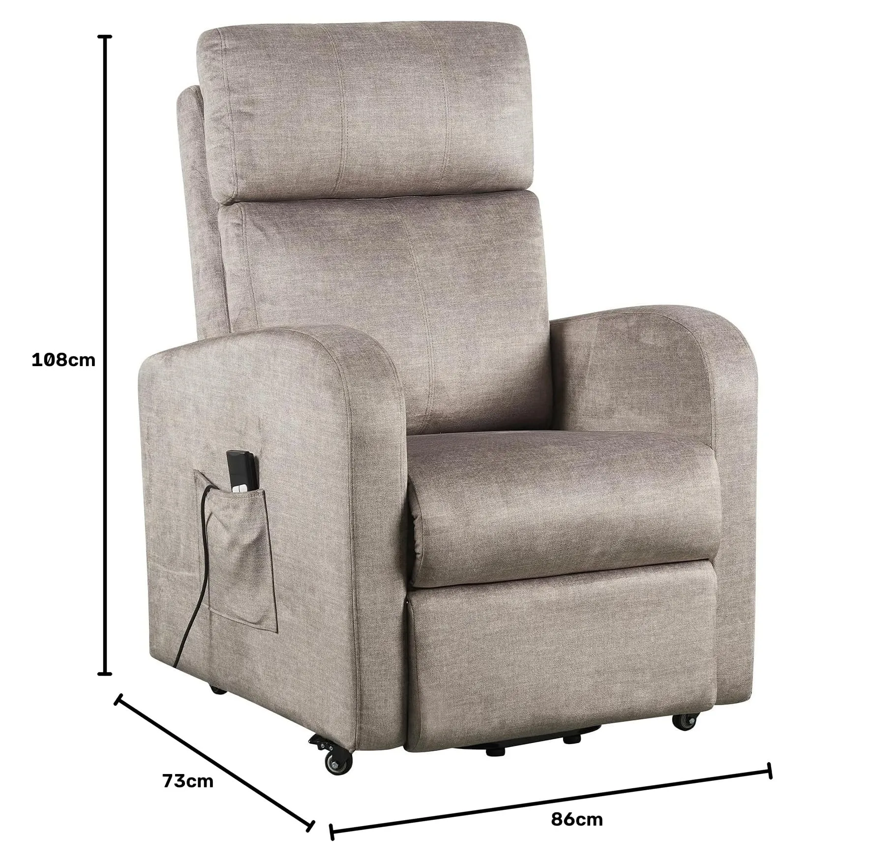 Poltrone Italia Poltrona Relax Elettrica 2 Motori, Elevabile con Ruote, Sfoderabile e Lavabile, Grigio - immagine 3