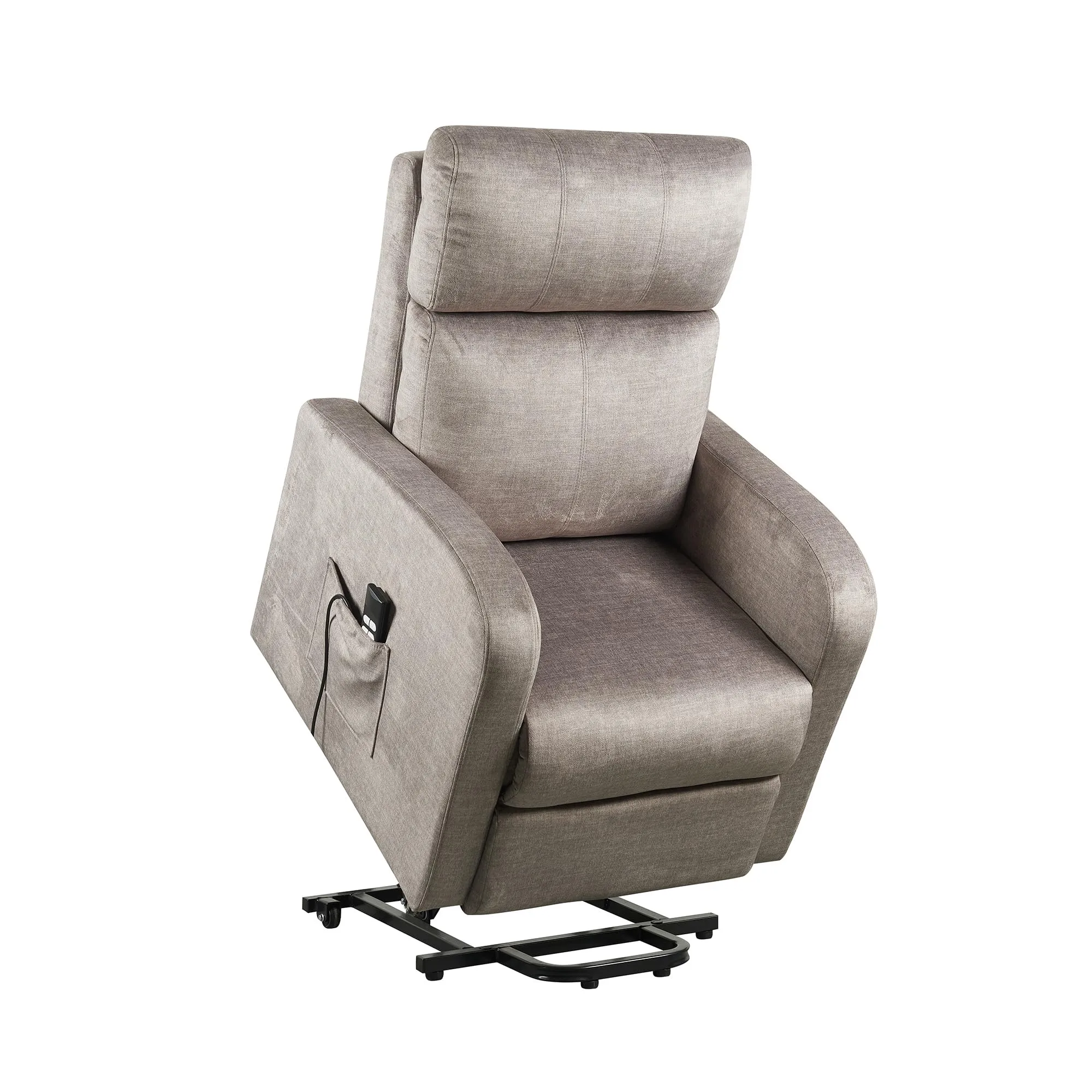 Poltrone Italia Poltrona Relax Elettrica 2 Motori, Elevabile con Ruote, Sfoderabile e Lavabile, Grigio - immagine 4