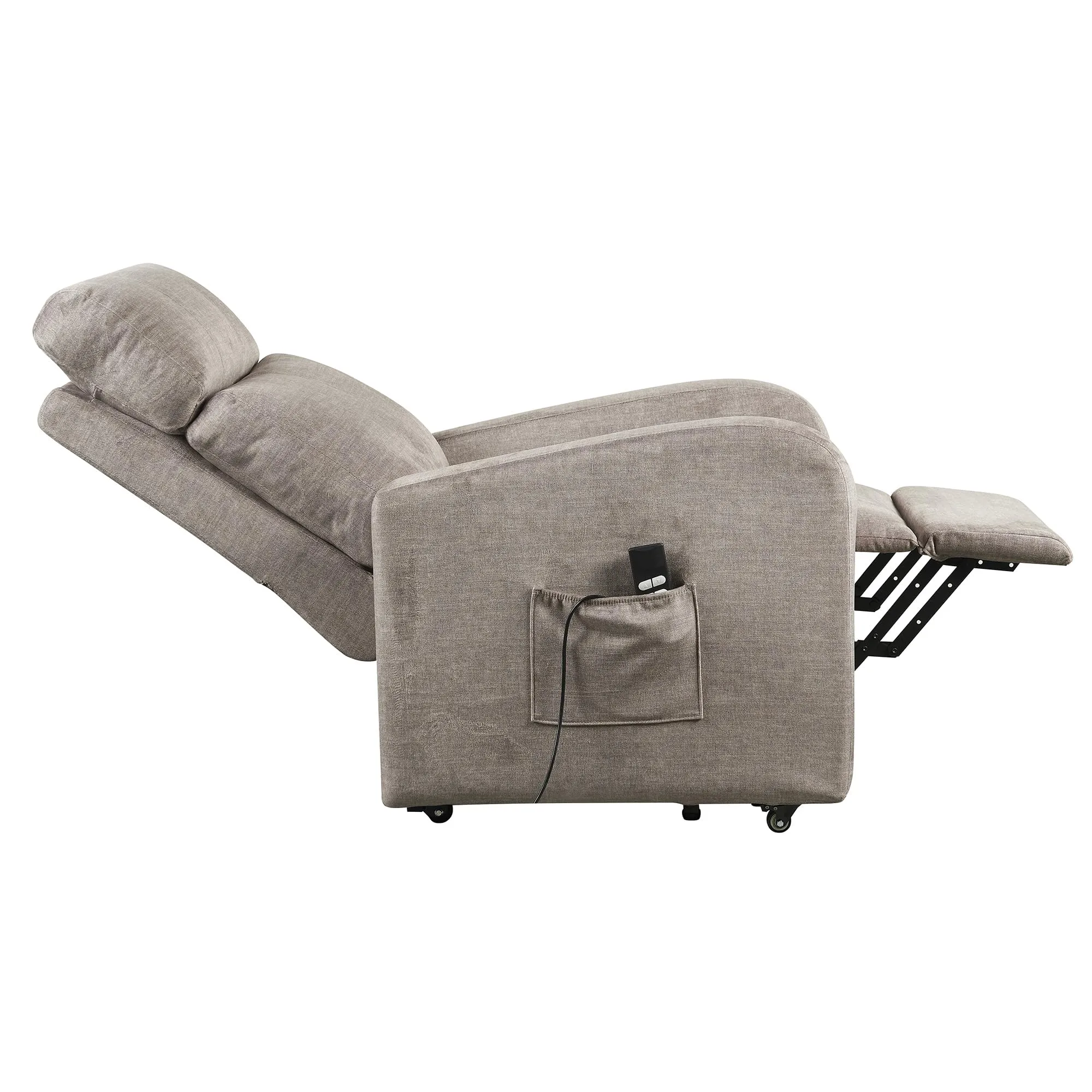 Poltrone Italia Poltrona Relax Elettrica 2 Motori, Elevabile con Ruote, Sfoderabile e Lavabile, Grigio - immagine 7