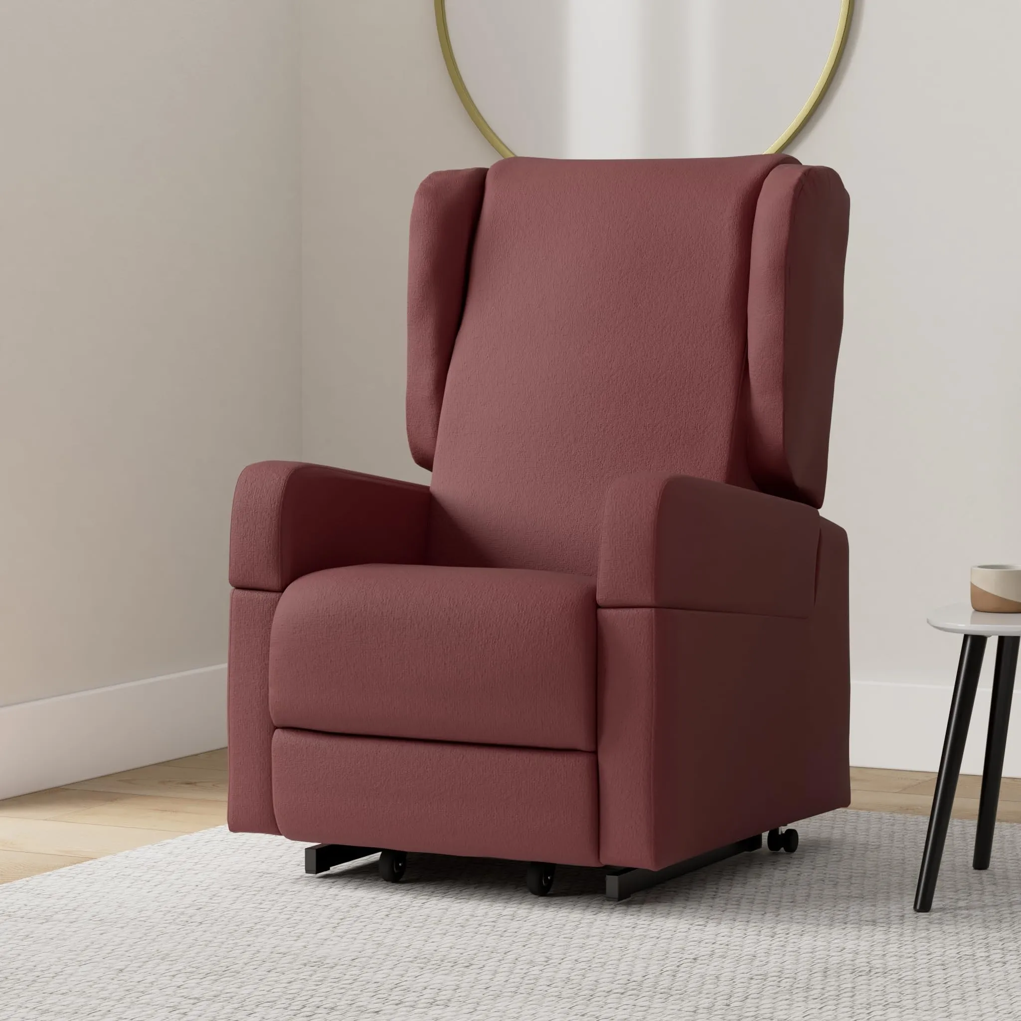 Poltrone Italia Poltrona Relax Elettrica Vertical, 2 Motori, Reclinazione Indipendente, Roller, Memory, Braccioli Estraibili, Tavolino, Rosso - immagine 2