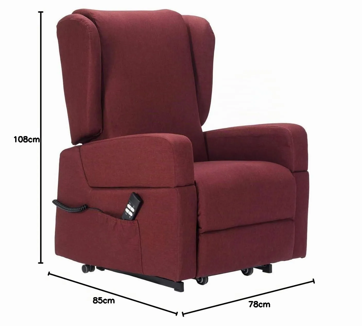 Poltrone Italia Poltrona Relax Elettrica Vertical, 2 Motori, Reclinazione Indipendente, Roller, Memory, Braccioli Estraibili, Tavolino, Rosso - immagine 3