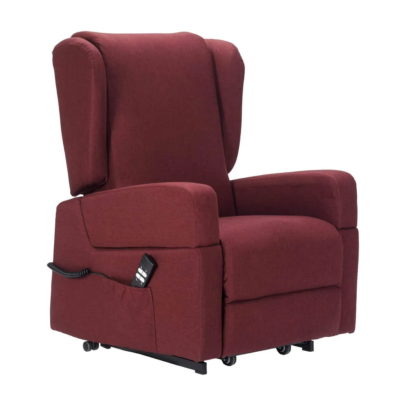 Poltrone Italia Poltrona Relax Elettrica Vertical, 2 Motori, Reclinazione Indipendente, Roller, Memory, Braccioli Estraibili, Tavolino, Rosso - immagine 4
