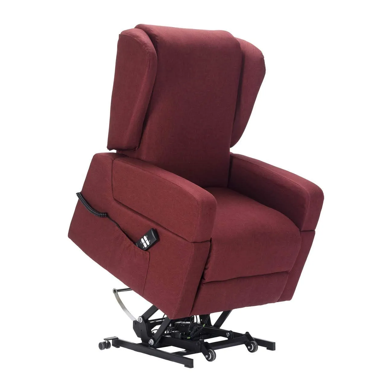 Poltrone Italia Poltrona Relax Elettrica Vertical, 2 Motori, Reclinazione Indipendente, Roller, Memory, Braccioli Estraibili, Tavolino, Rosso - immagine 5