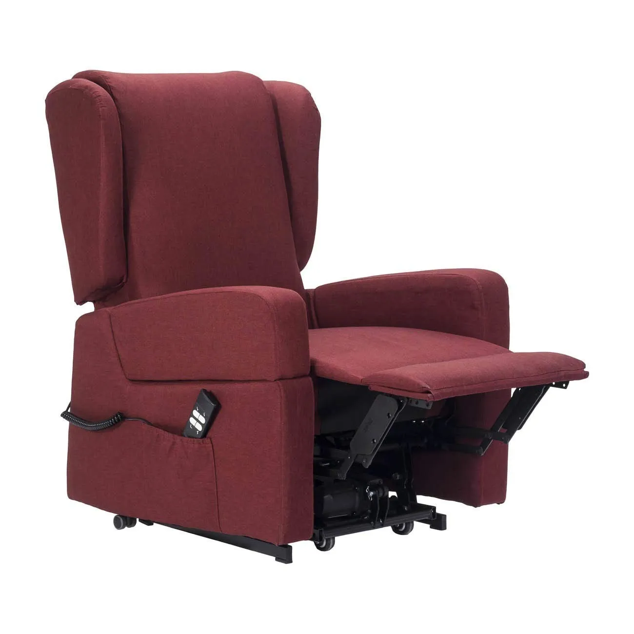 Poltrone Italia Poltrona Relax Elettrica Vertical, 2 Motori, Reclinazione Indipendente, Roller, Memory, Braccioli Estraibili, Tavolino, Rosso - immagine 6