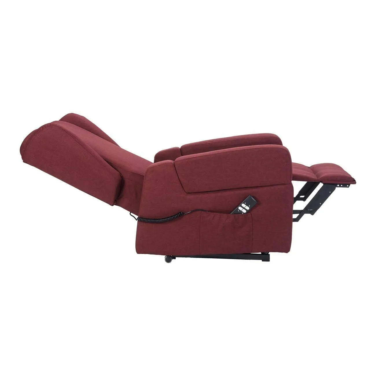 Poltrone Italia Poltrona Relax Elettrica Vertical, 2 Motori, Reclinazione Indipendente, Roller, Memory, Braccioli Estraibili, Tavolino, Rosso - immagine 8