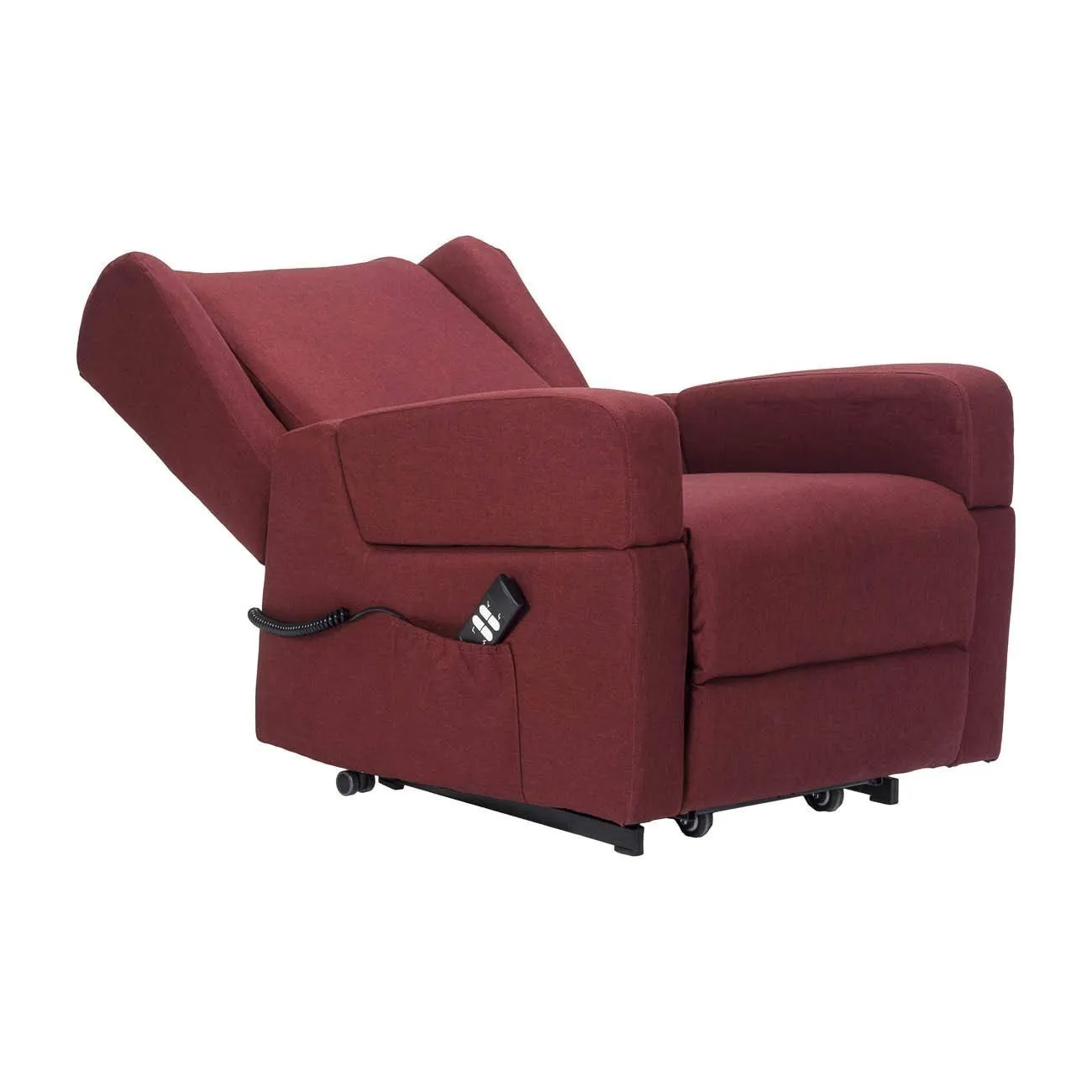 Poltrone Italia Poltrona Relax Elettrica Vertical, 2 Motori, Reclinazione Indipendente, Roller, Memory, Braccioli Estraibili, Tavolino, Rosso - immagine 10