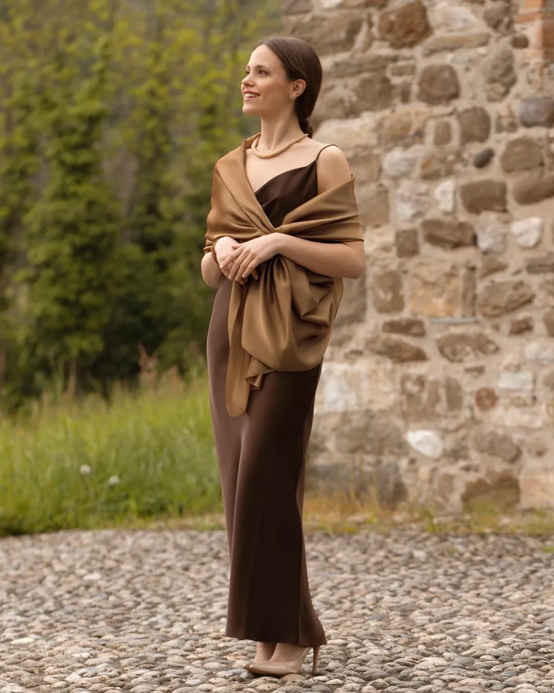 MAPIMANIA Stola Donna in Misto Seta 180x90 cm Bronzo - immagine 6