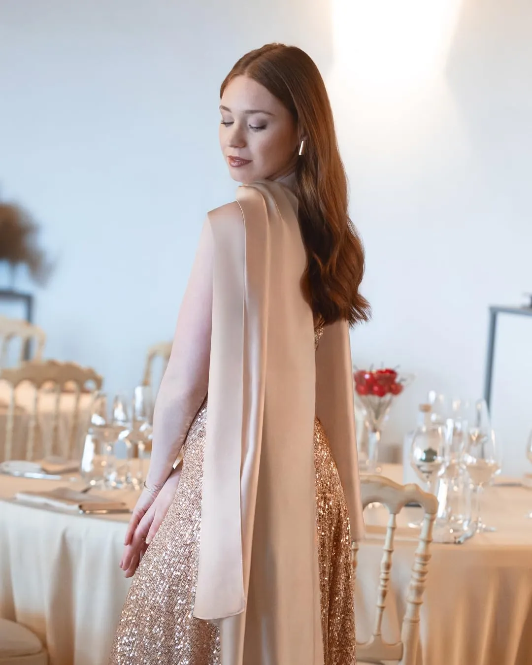 MAPIMANIA Stola Donna in Misto Seta 180x90 cm Beige ST-05 - immagine 5