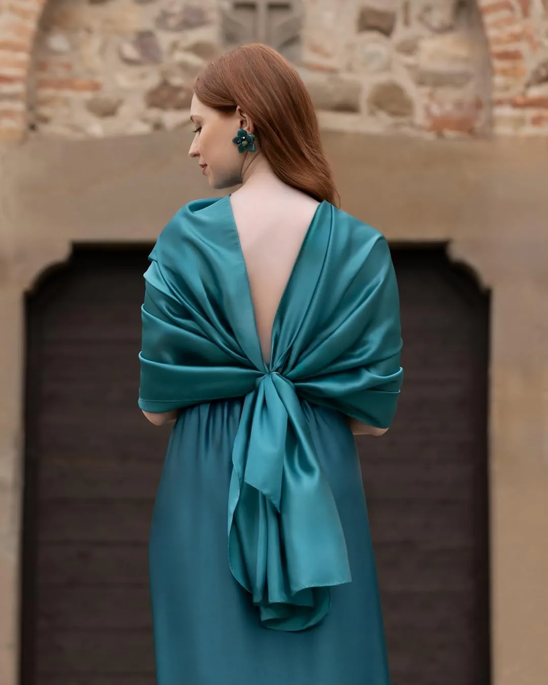 MAPIMANIA Stola Donna in Misto Seta 180x90 cm - Petrolio - immagine 4