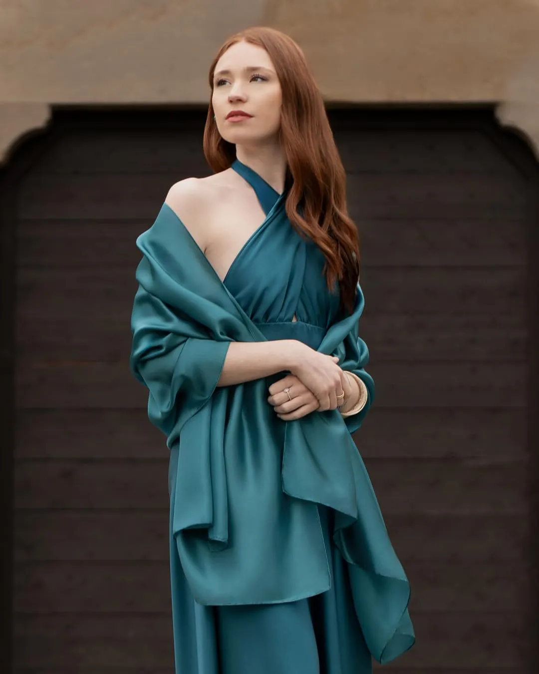 MAPIMANIA Stola Donna in Misto Seta 180x90 cm - Petrolio - immagine 6