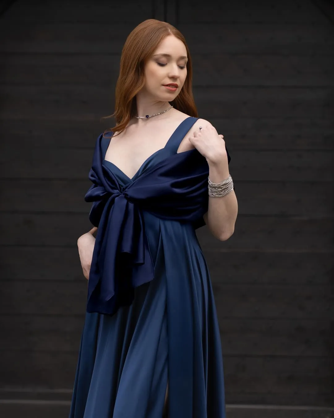 MAPIMANIA Stola Donna in Misto Seta 180x90 cm - Blu - immagine 4