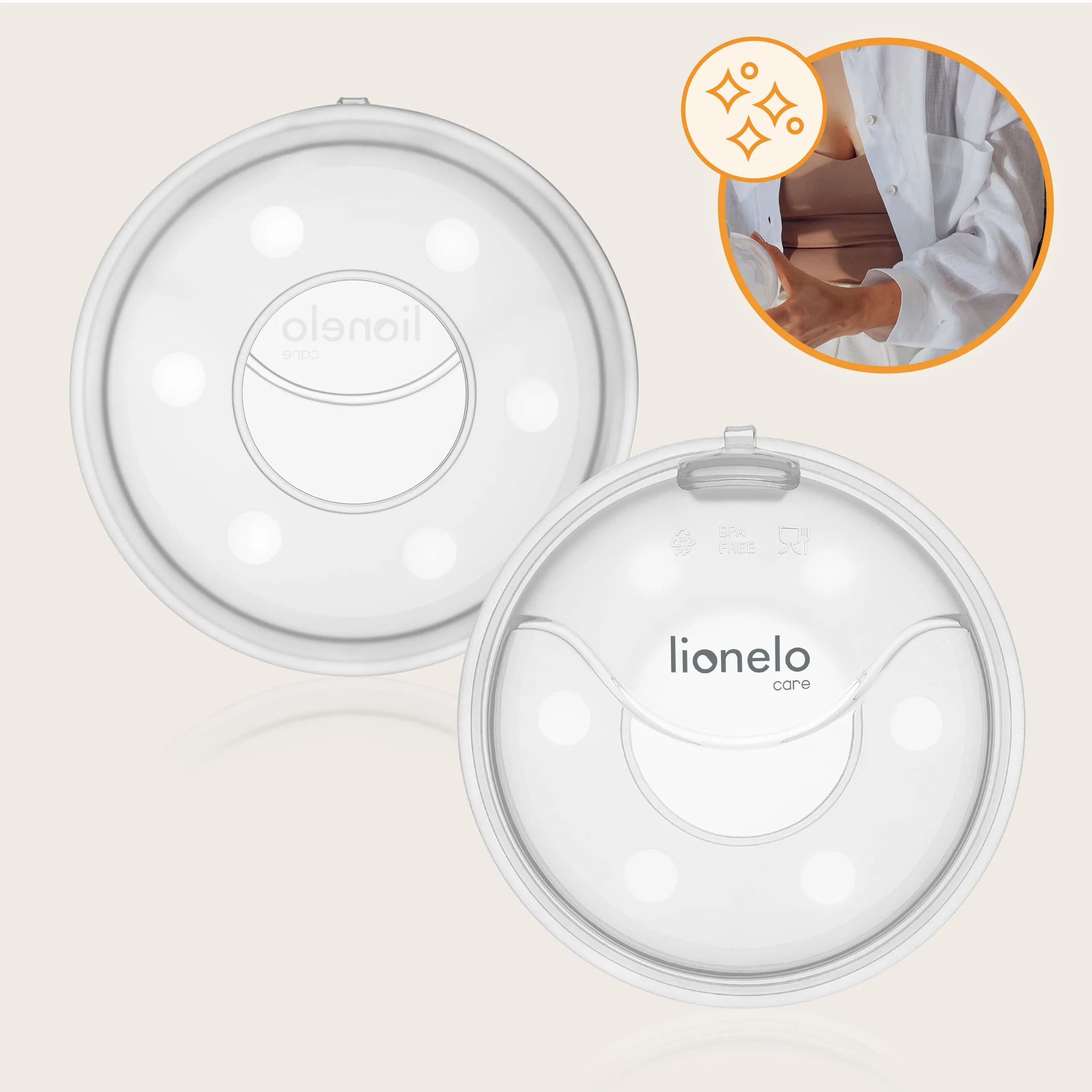 Lionelo Milky Plus Raccoglilatte in Silicone Senza BPA, 2 Pezzi con Custodia - immagine 3