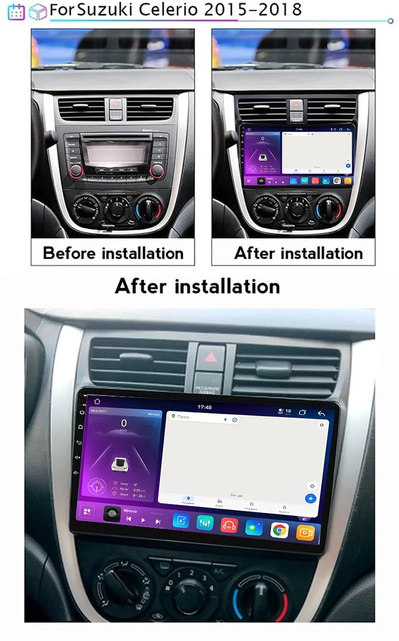 XIXIYAN Android 9" GPS Navigation for Suzuki Celerio 2015-2018, DVD Player Radio with Dab, Steering Wheel Control, Bluetooth, CarPlay, 4 Core WiFi 2G+32G - immagine 2