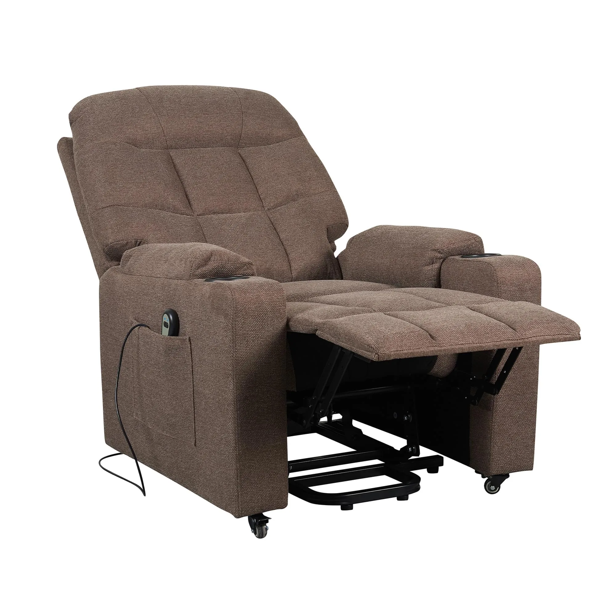 Poltrone Italia Patty 1 Poltrona Relax Alzapersona, Reclinazione Combinata Schienale Pediera, Kit 4 Ruote, Marrone - immagine 4