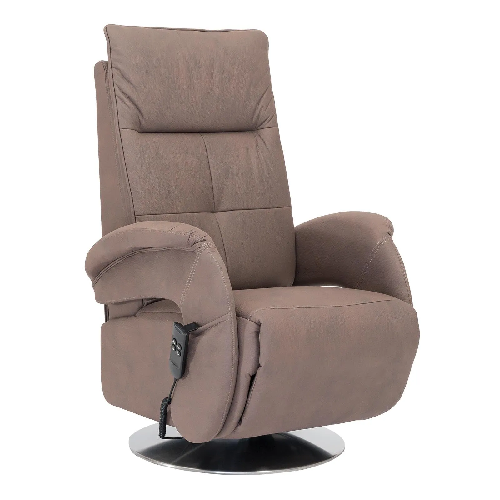 Poltrone Italia Huk Poltrona Relax Elettrica 2 Motori, Reclinazione Indipendente Schienale e Pediera, Base Girevole in Acciaio, Grigio - immagine 1