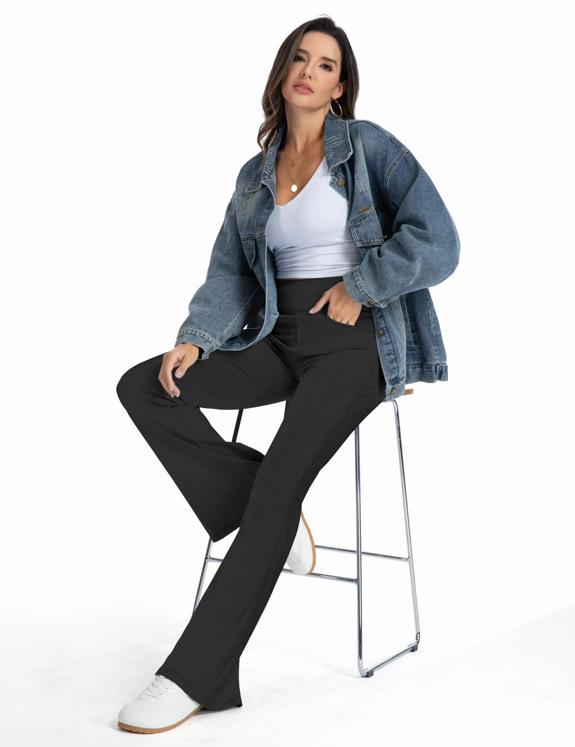 The Gym People Jeans Bootcut Donna Vita Alta Stretch Jeggings Zampa - immagine 7