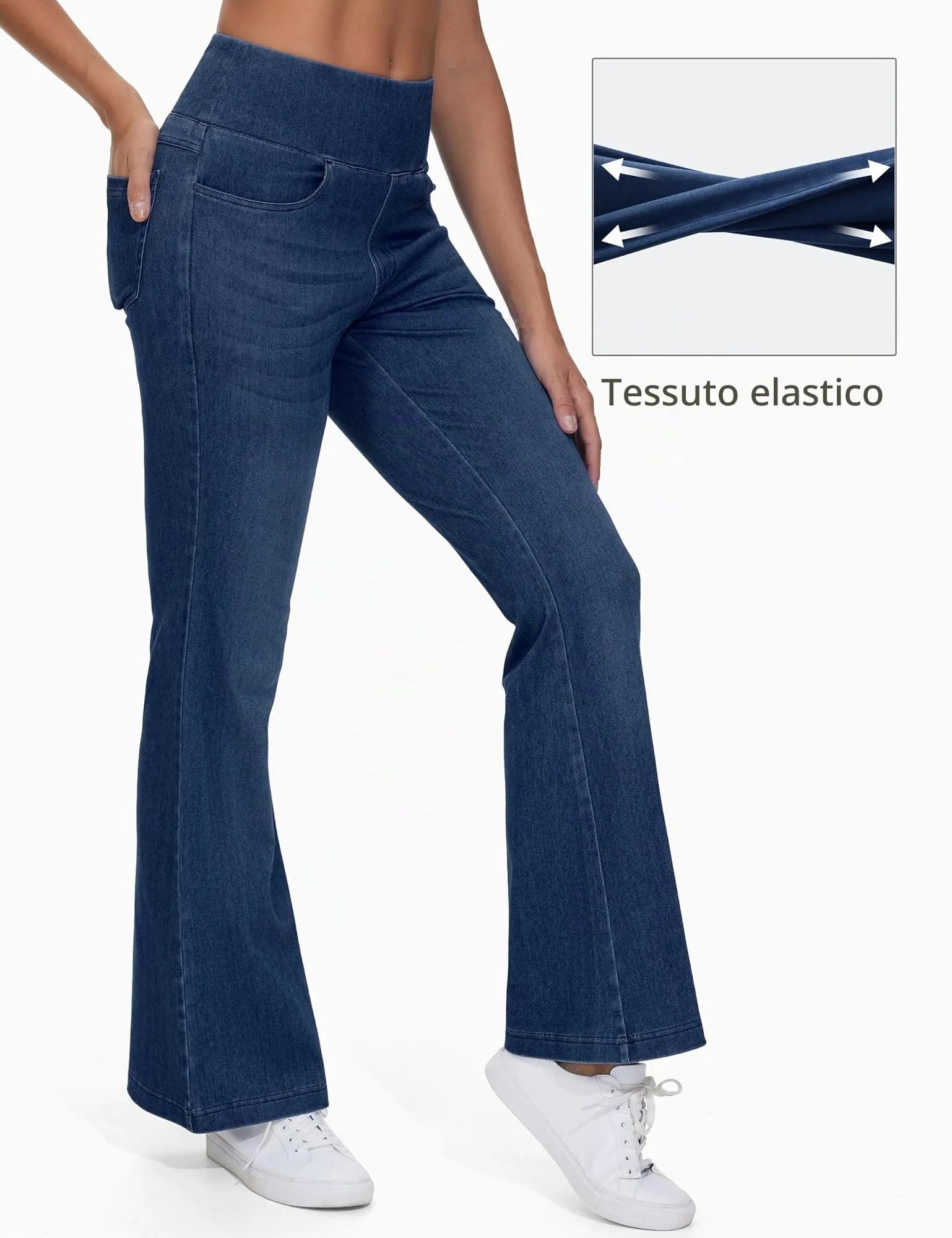 THE GYM PEOPLE Jeans Bootcut Donna Vita Alta Stretch Jeggings Zampa - immagine 4