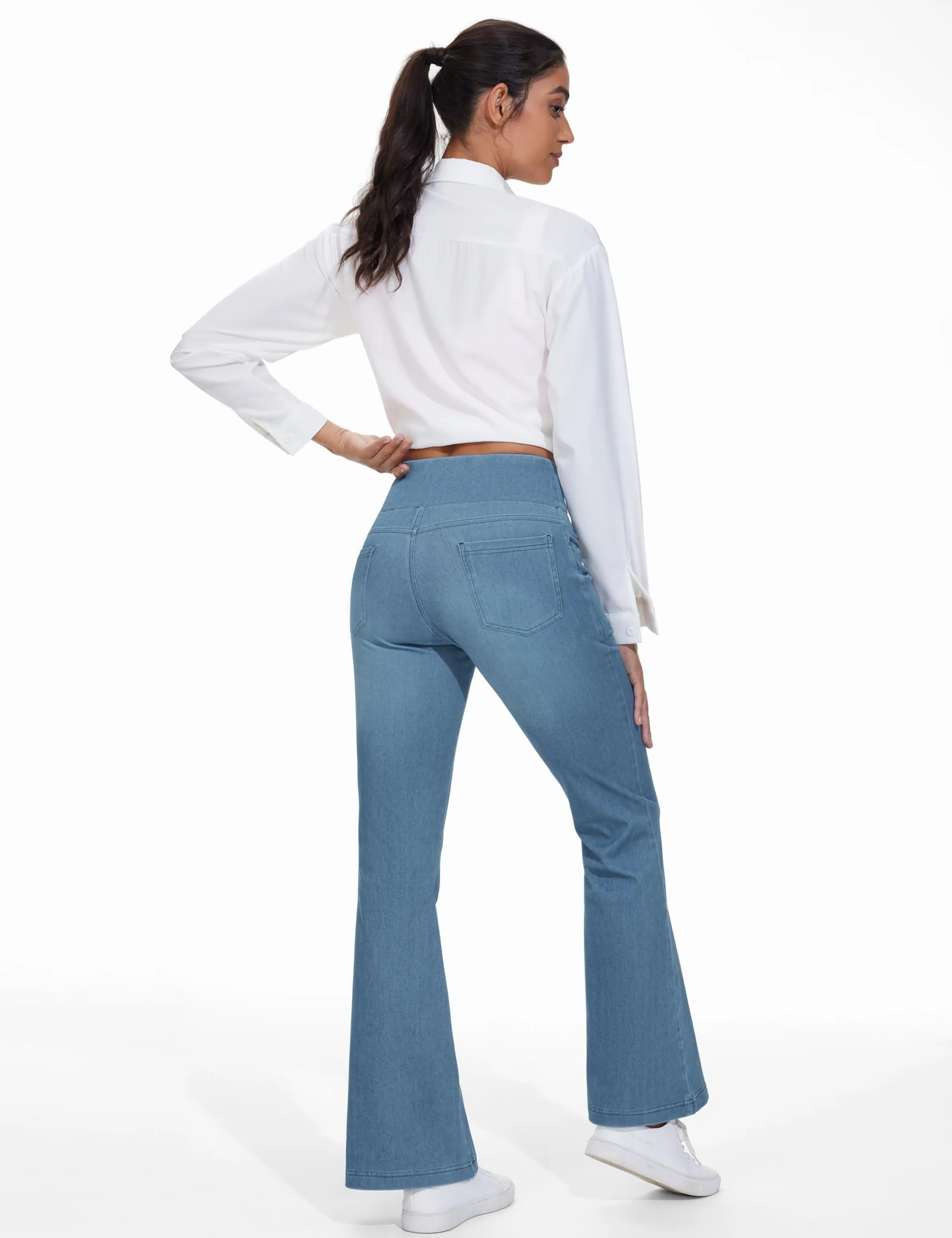 The Gym People Jeans Bootcut Donna Vita Alta Stretch Jeggings Zampa - immagine 7