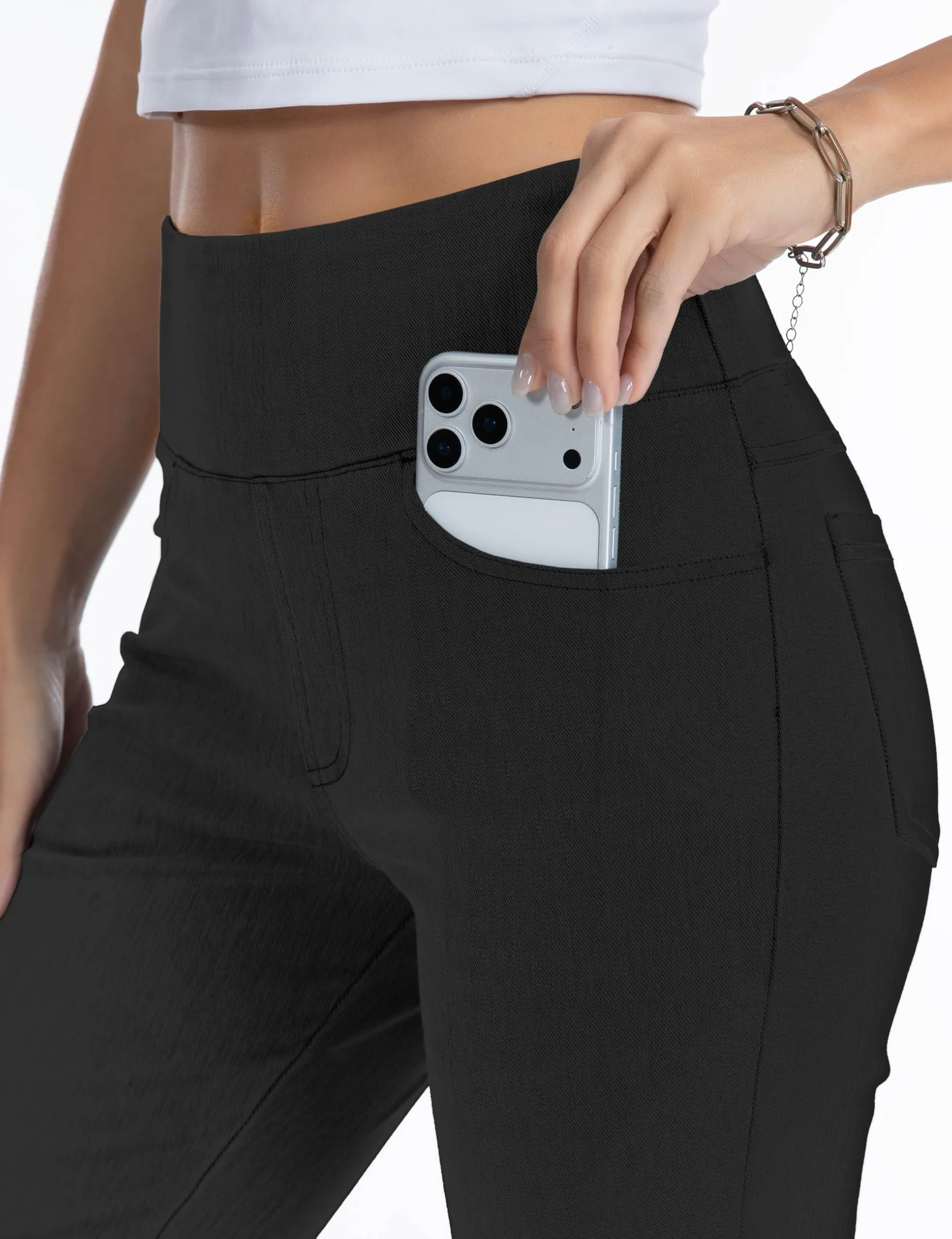 THE GYM PEOPLE Jeans Bootcut Donna Vita Alta Stretch Jeggings Zampa - immagine 2