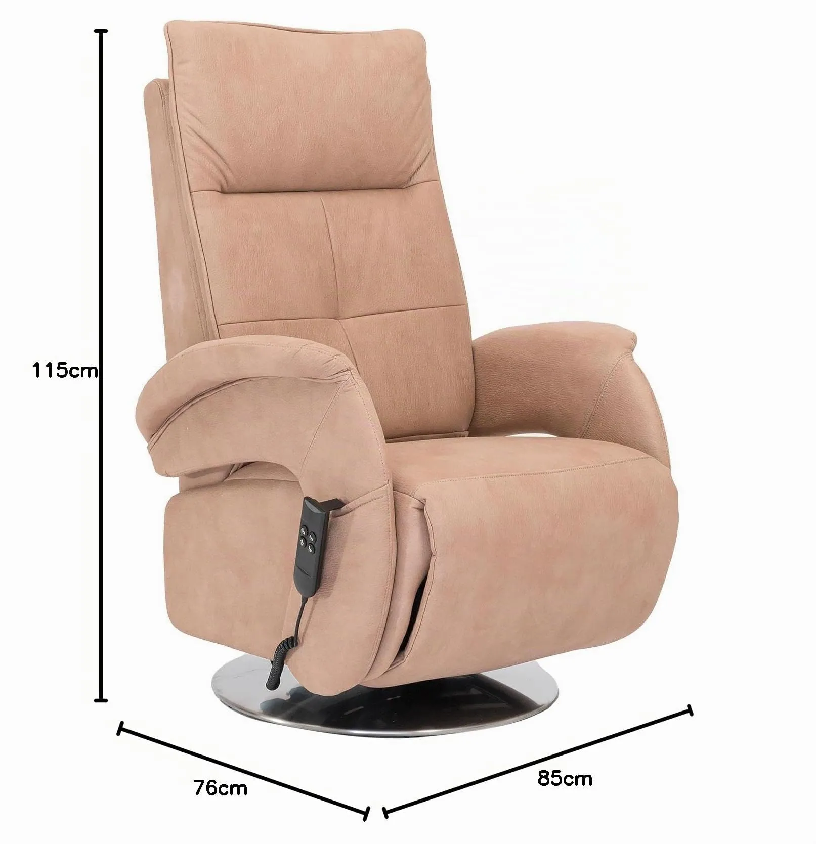 Poltrone Italia Huk Poltrona Relax Elettrica 2 motori, reclinazione indipendente schienale e pediera, base girevole in acciaio, Tortora - immagine 2