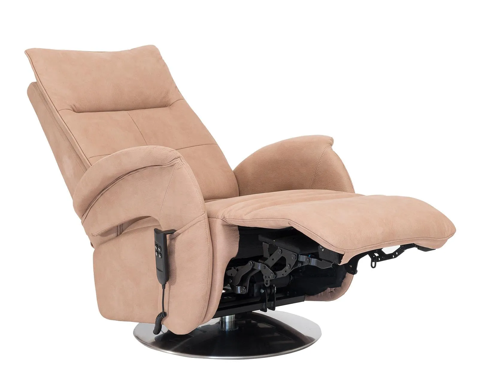 Poltrone Italia Huk Poltrona Relax Elettrica 2 motori, reclinazione indipendente schienale e pediera, base girevole in acciaio, Tortora - immagine 3