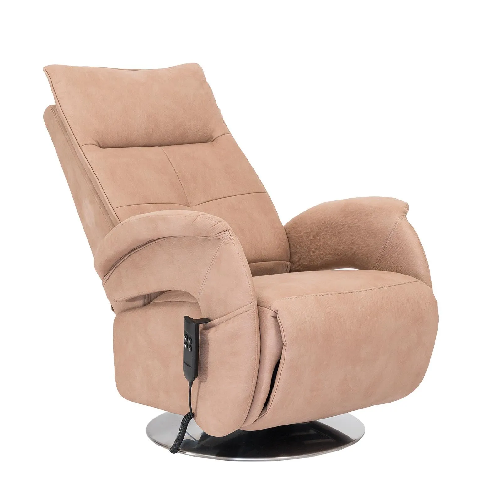 Poltrone Italia Huk Poltrona Relax Elettrica 2 motori, reclinazione indipendente schienale e pediera, base girevole in acciaio, Tortora - immagine 4