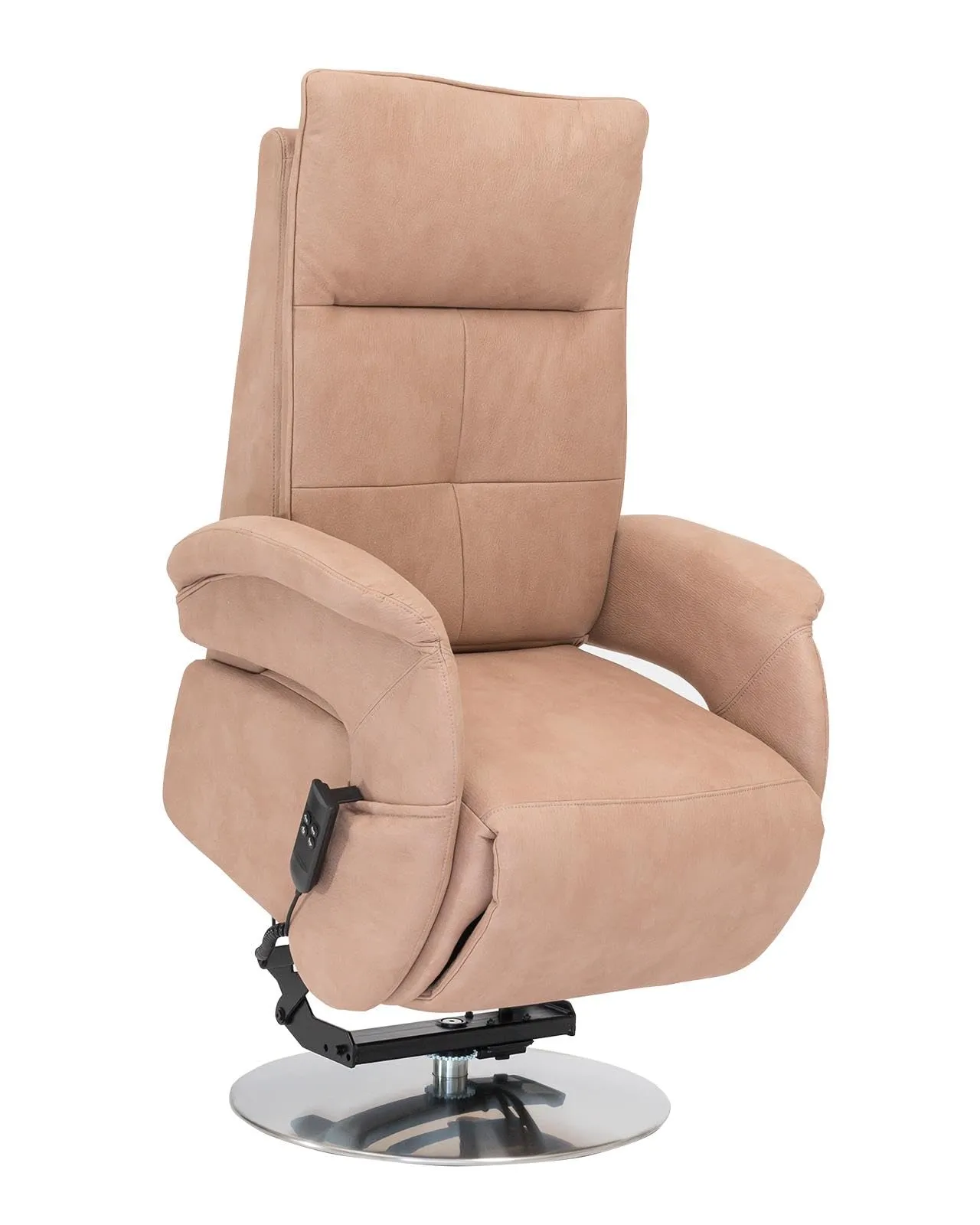 Poltrone Italia Huk Poltrona Relax Elettrica 2 motori, reclinazione indipendente schienale e pediera, base girevole in acciaio, Tortora - immagine 7