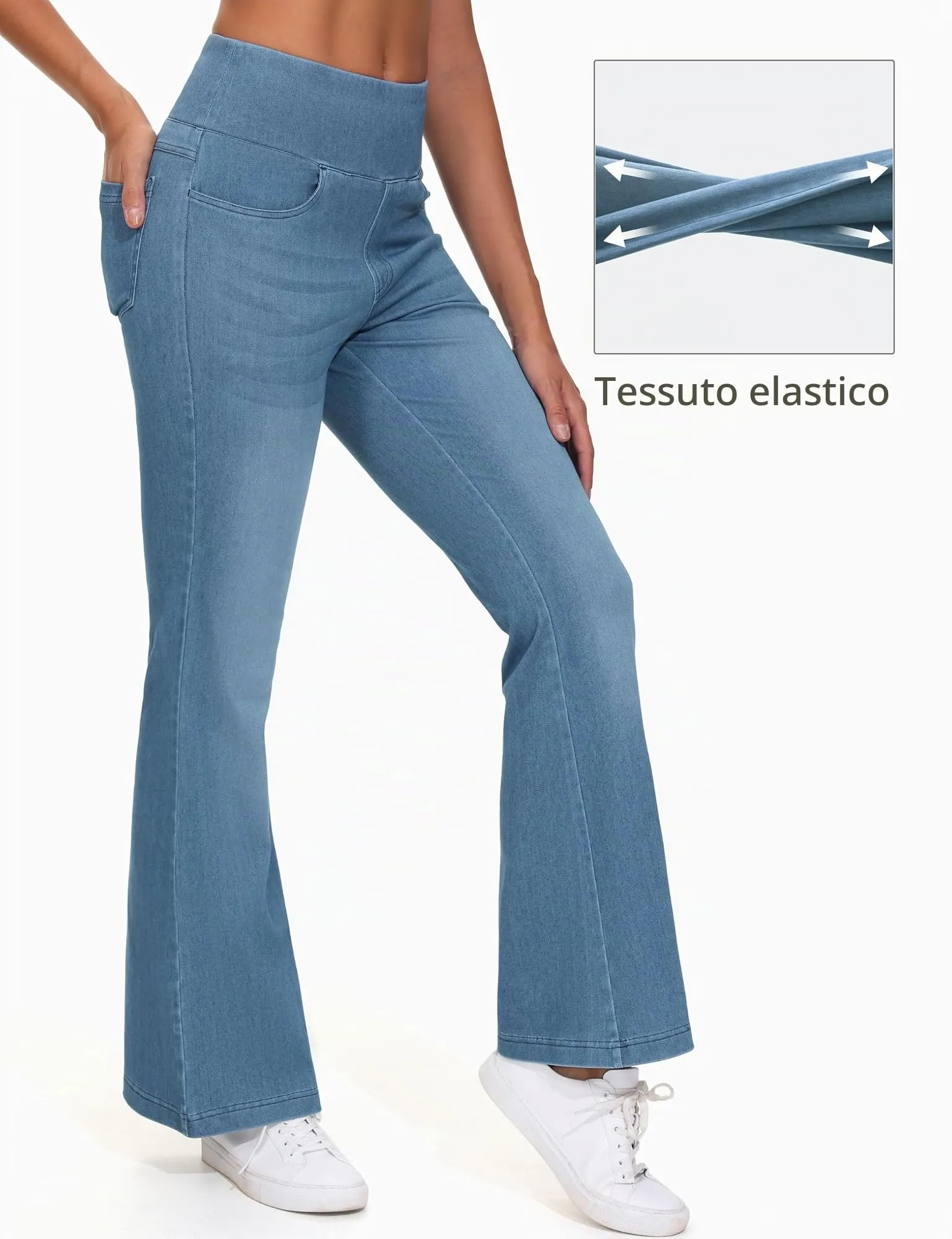 The Gym People Jeans Bootcut Donna Vita Alta Stretch Jeggings Zampa - immagine 4