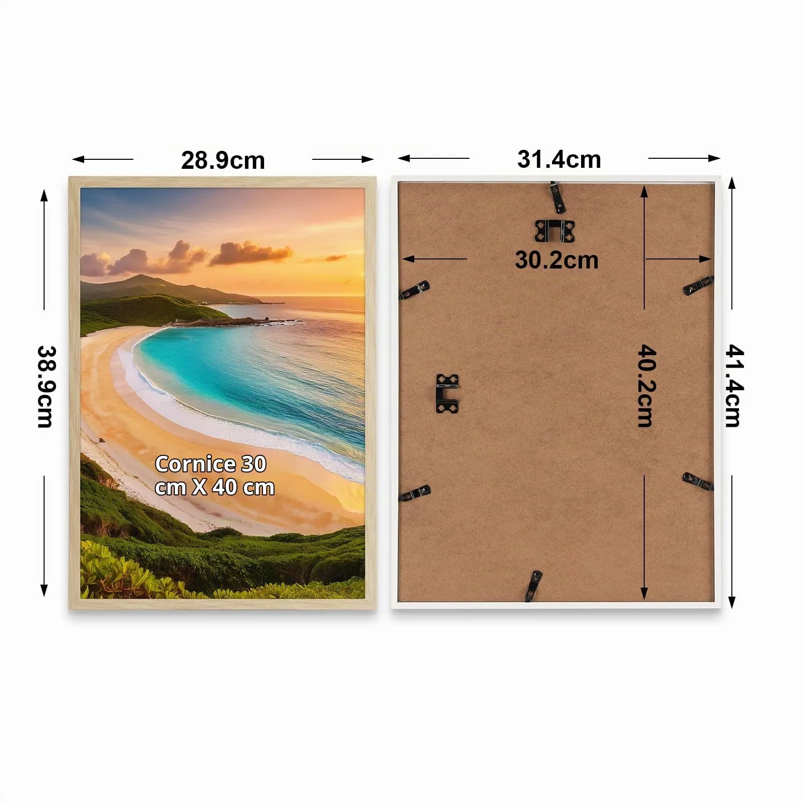 Hoikwo PVC Picture Frames, 30x40 cm, Natural Wood, Set of 3 - immagine 2