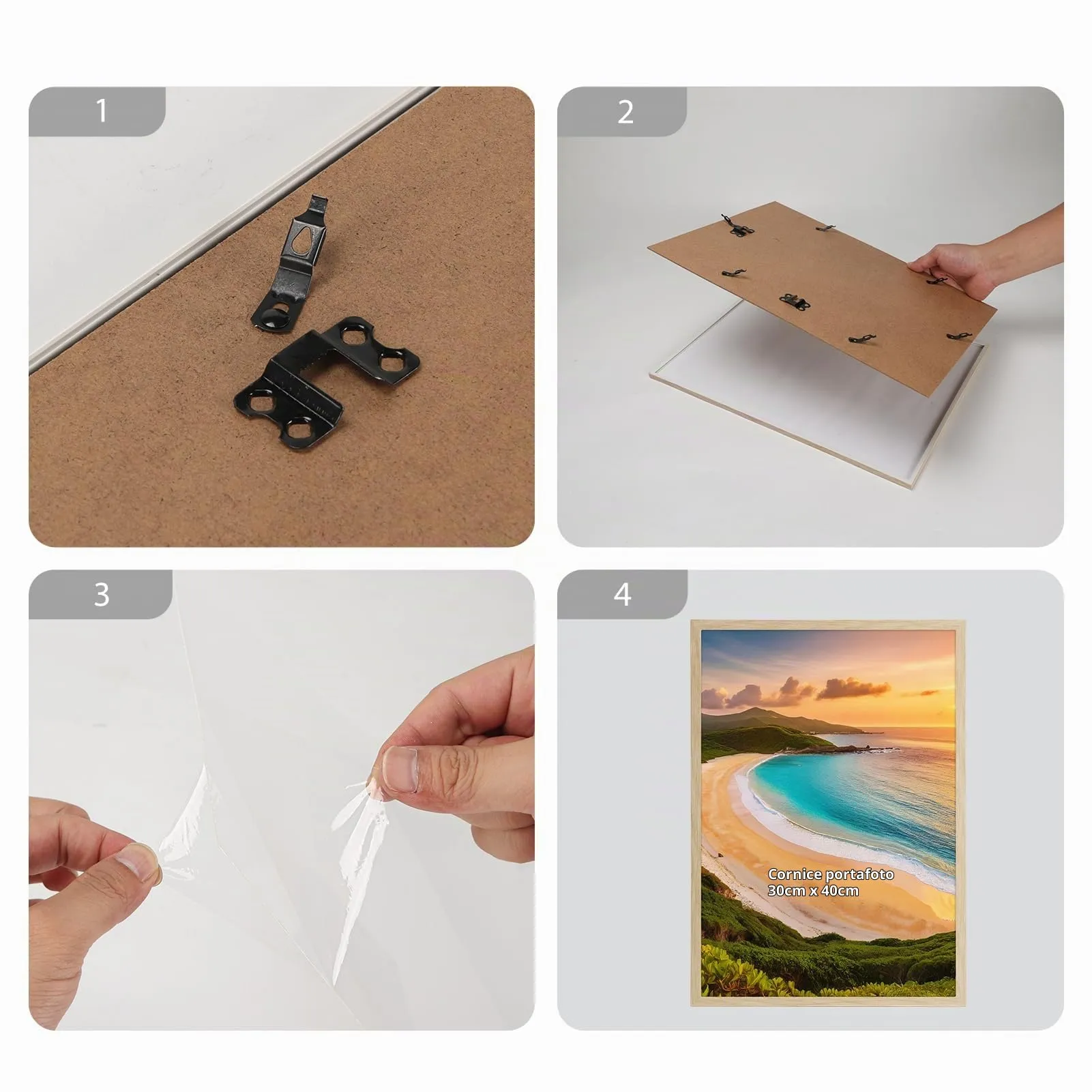 Hoikwo PVC Picture Frames, 30x40 cm, Natural Wood, Set of 3 - immagine 5