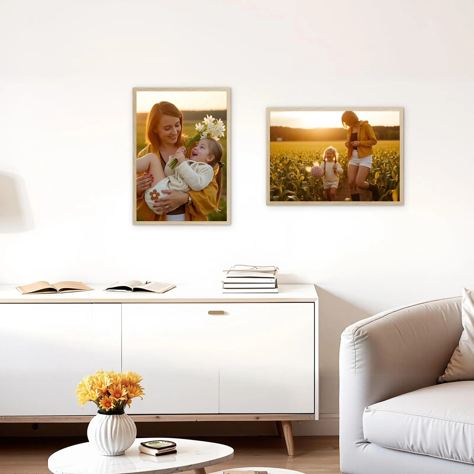 Hoikwo PVC Picture Frames, 30x40 cm, Natural Wood, Set of 3 - immagine 6