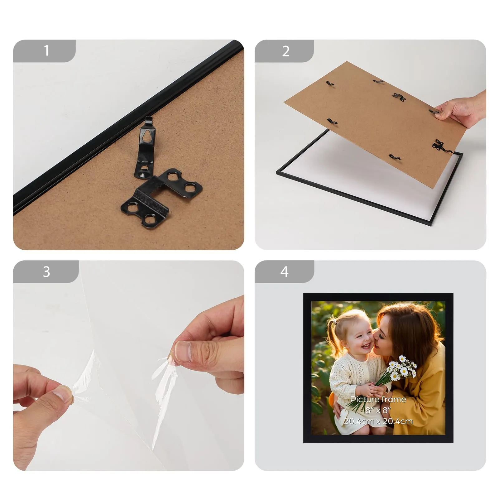 Hoikwo Cornice in PVC Nera, 20x20 cm, Set di 3 - immagine 4
