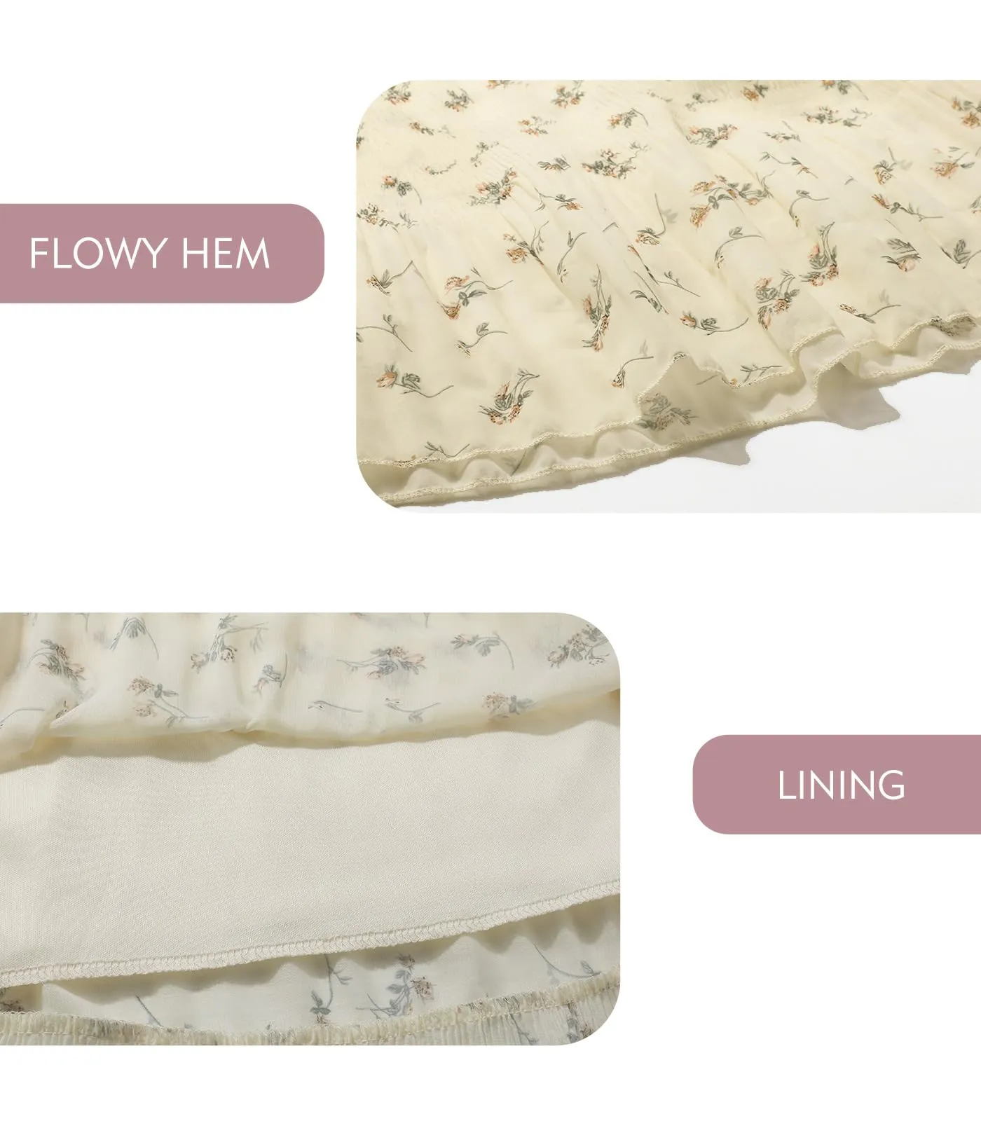 Genfien Gonna Lunga in Chiffon con Fodera per Donna - immagine 6