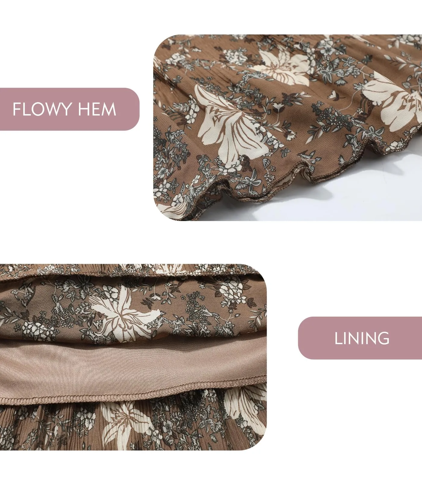 Genfien Gonna Lunga in Chiffon con Fodera da Donna - immagine 5