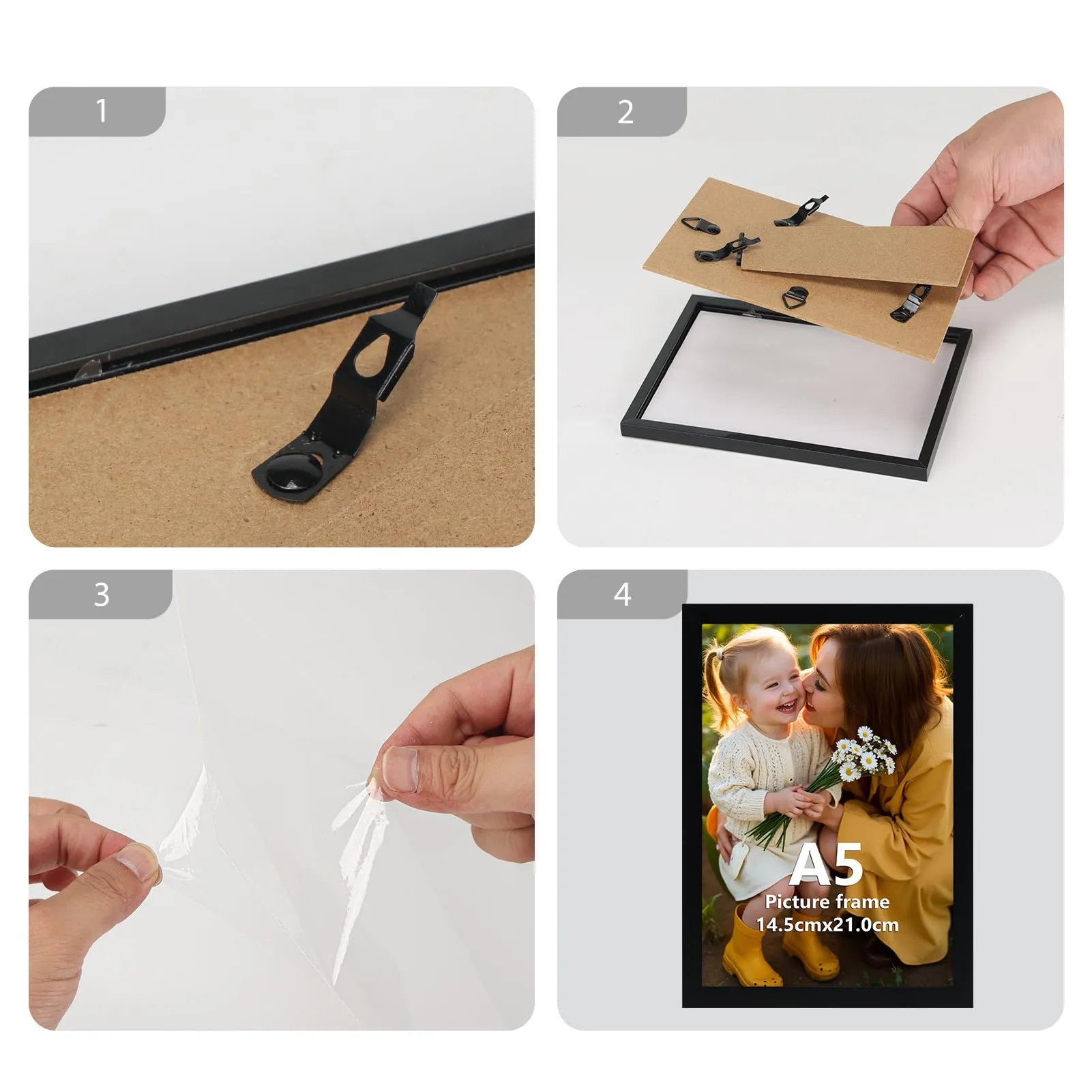 Hoikwo Cornice A5 in PVC Nera, Set di 3 - immagine 3