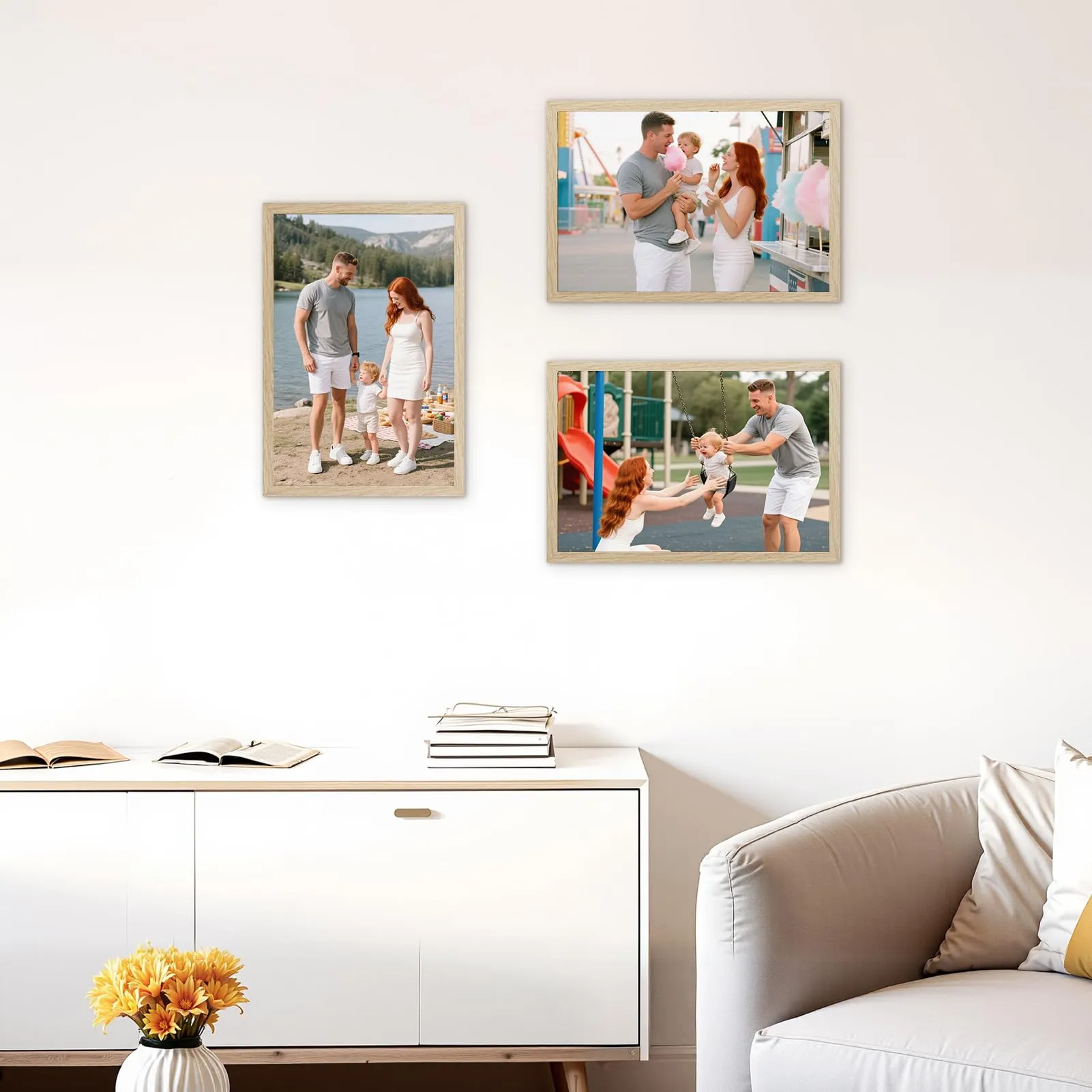 Hoikwo Cornice in PVC Legno Naturale 20x30, Set di 3 - immagine 4