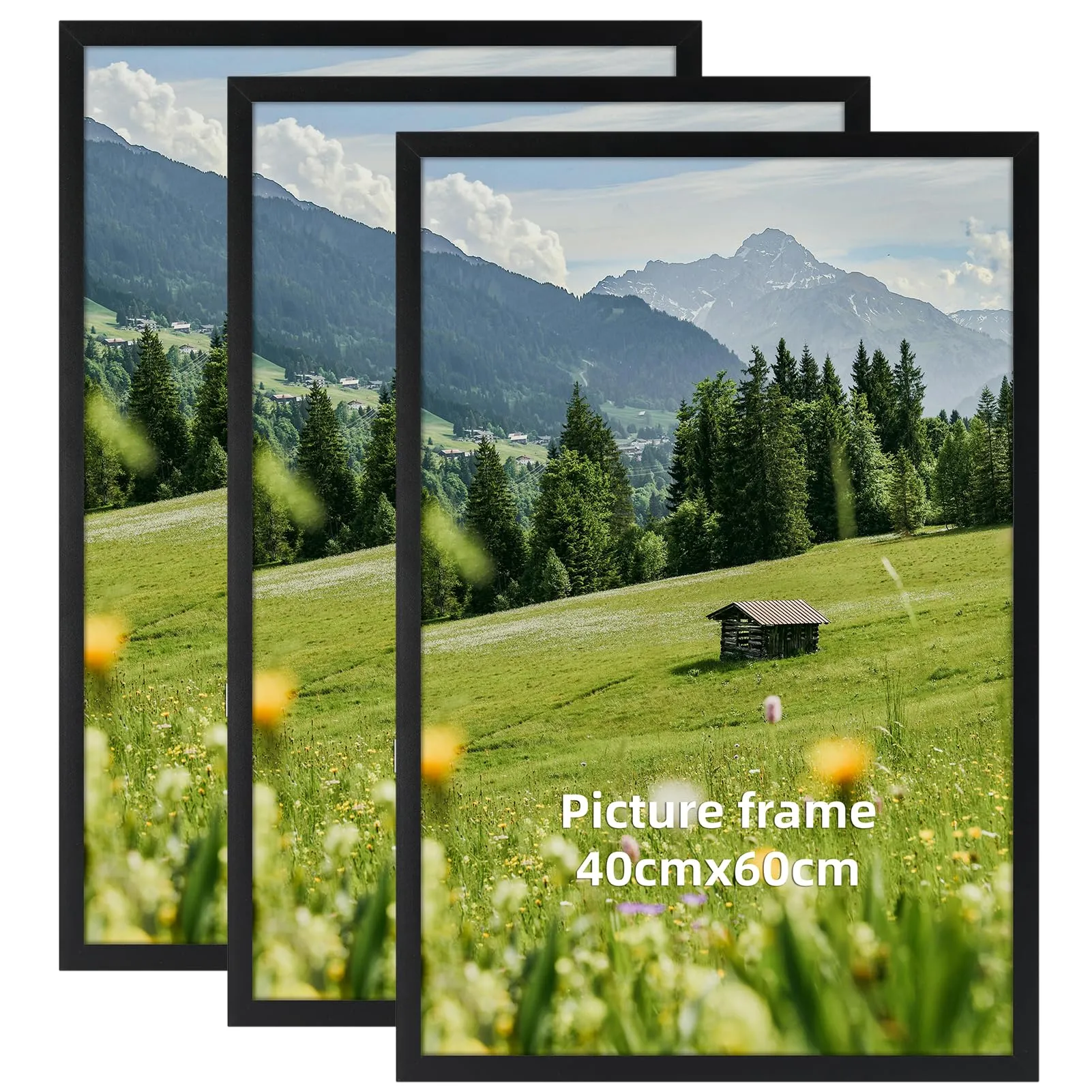 Hoikwo Cornice in Alluminio Nera 40x60 cm, Set di 3 - immagine 1