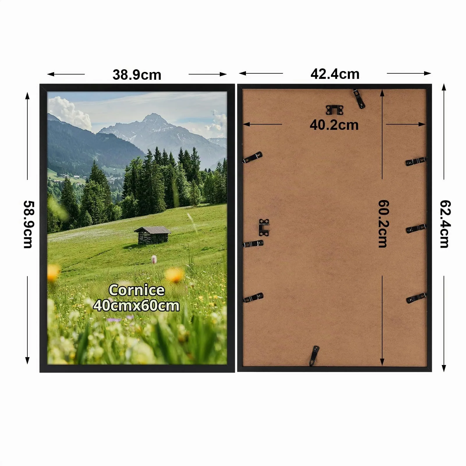 Hoikwo Cornice in Alluminio Nera 40x60 cm, Set di 3 - immagine 2