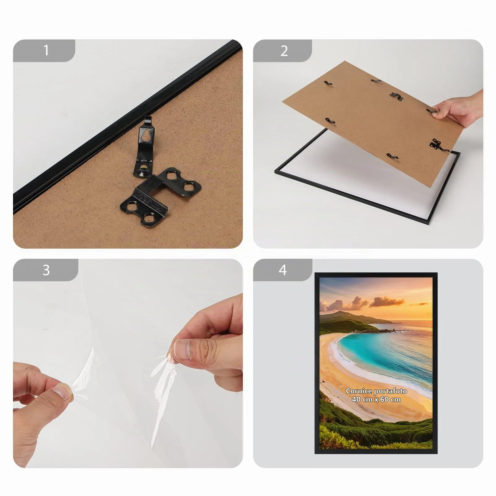 Hoikwo Cornice in Alluminio Nera 40x60 cm, Set di 3 - immagine 4