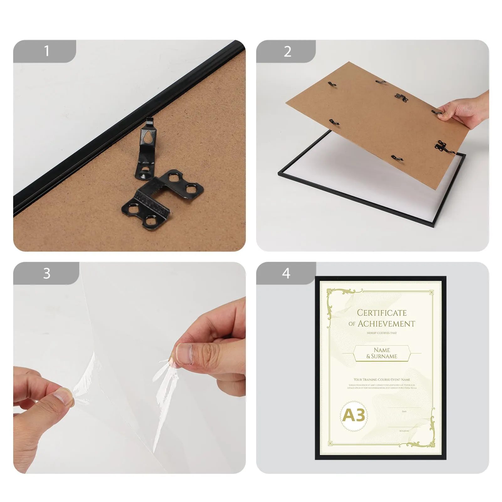 Hoikwo Cornice A3 in PVC Nera, Set di 3 - immagine 3