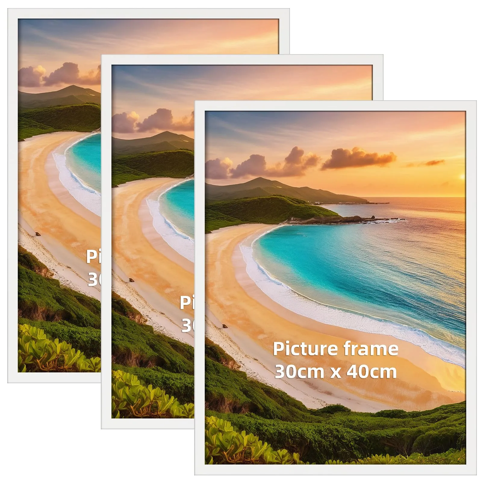 Hoikwo Cornice Foto in PVC Bianca 30x40 cm, Set da 3 Pezzi - immagine 1