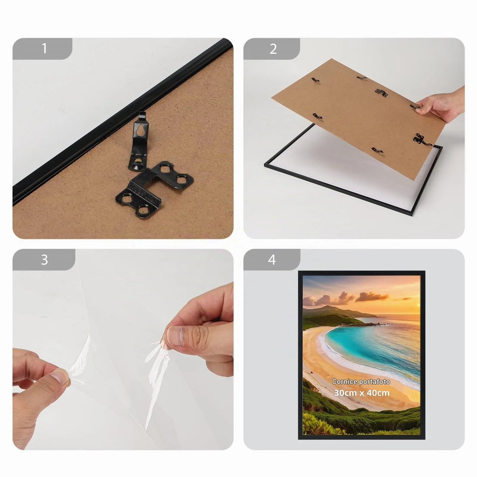 Hoikwo Cornice in PVC Nera 30x40, Set da 3 Pezzi - immagine 4