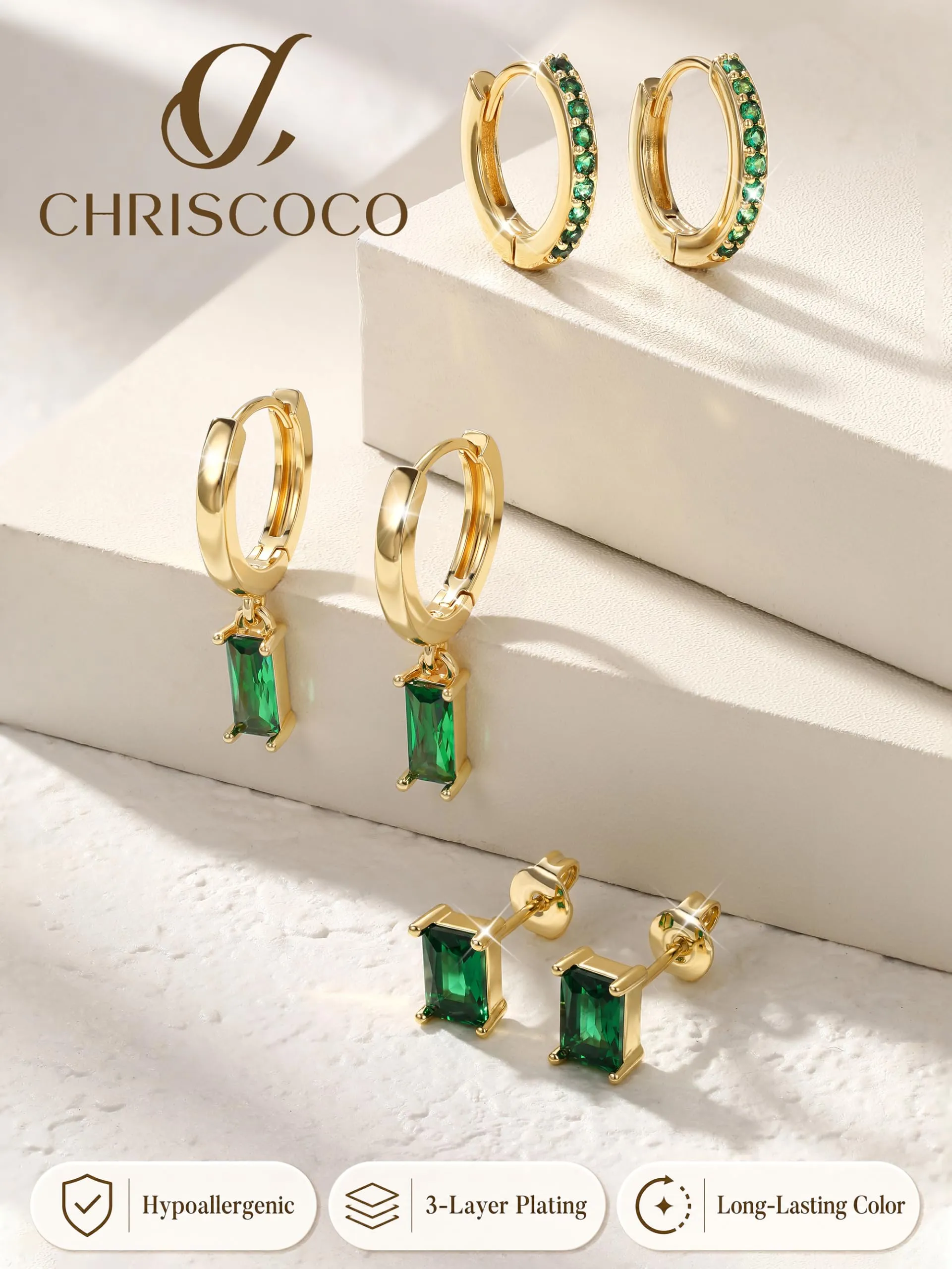 Chriscoco Set Orecchini Donna in Acciaio Chirurgico, Oro e Argento - immagine 7