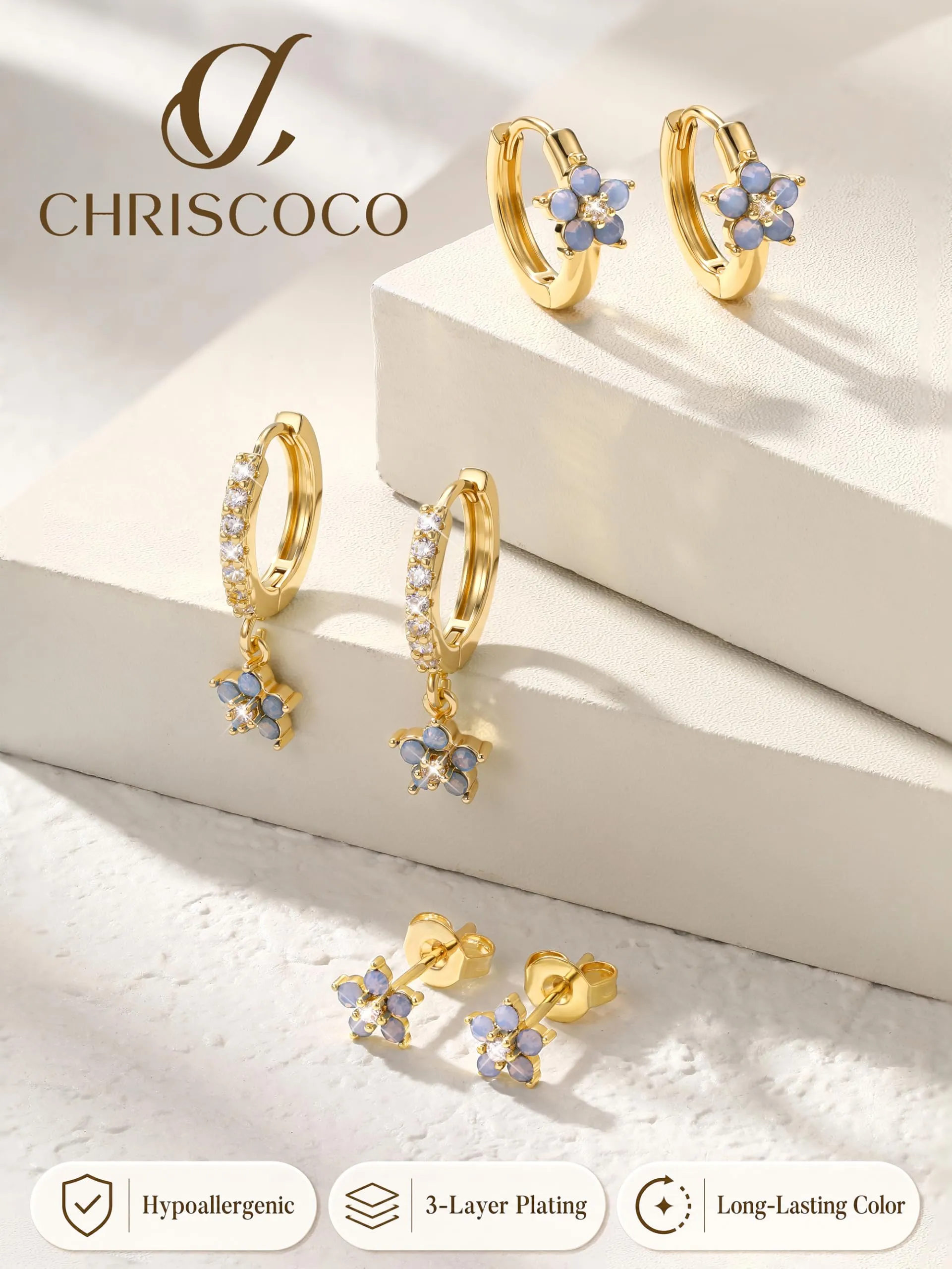 Chriscoco Set Orecchini Donna in Acciaio Chirurgico, Oro e Argento - immagine 7