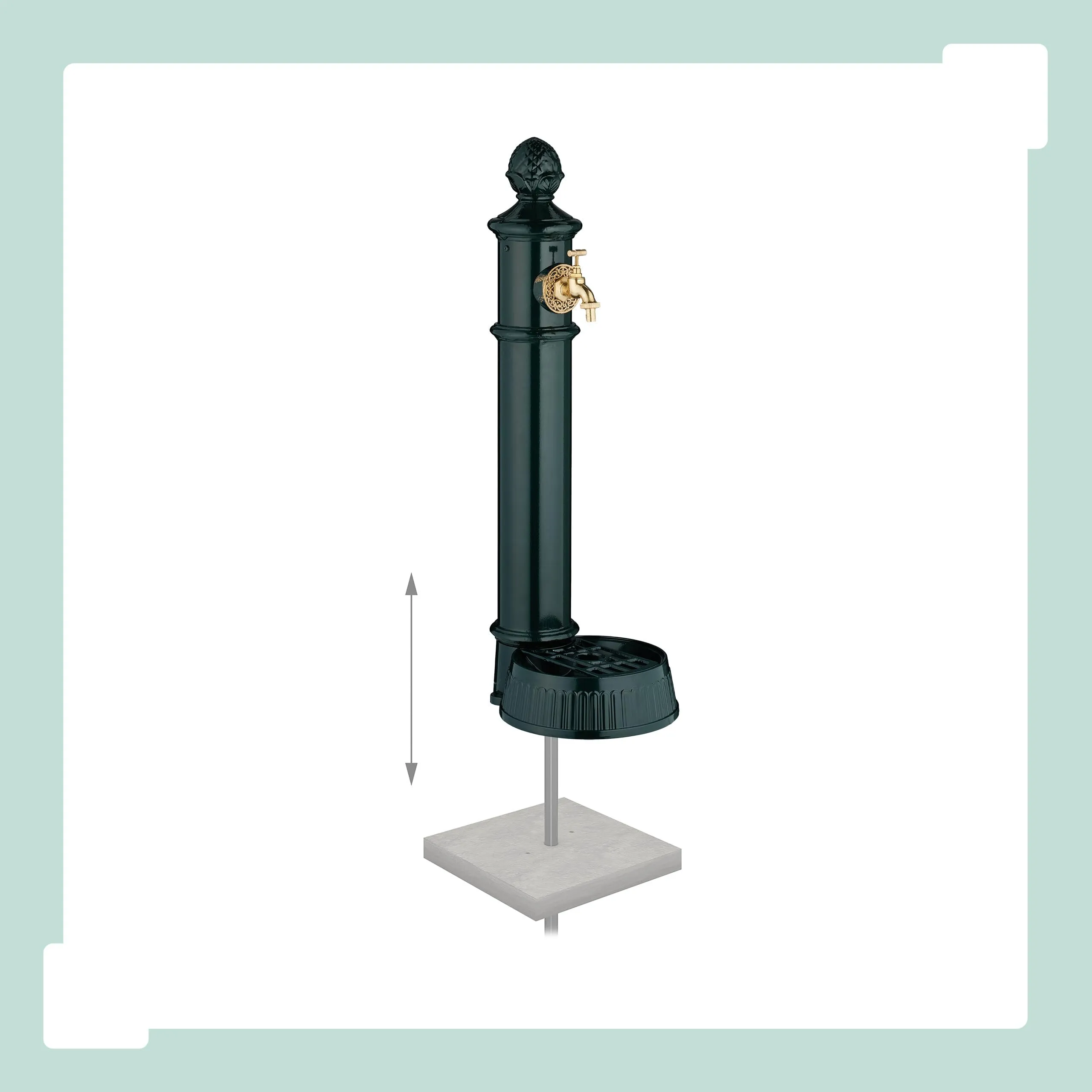 Relaxdays Fontana da Giardino in Stile Antico con Rubinetto e Vaschetta, 83x26x31,5 cm, Verde - immagine 5